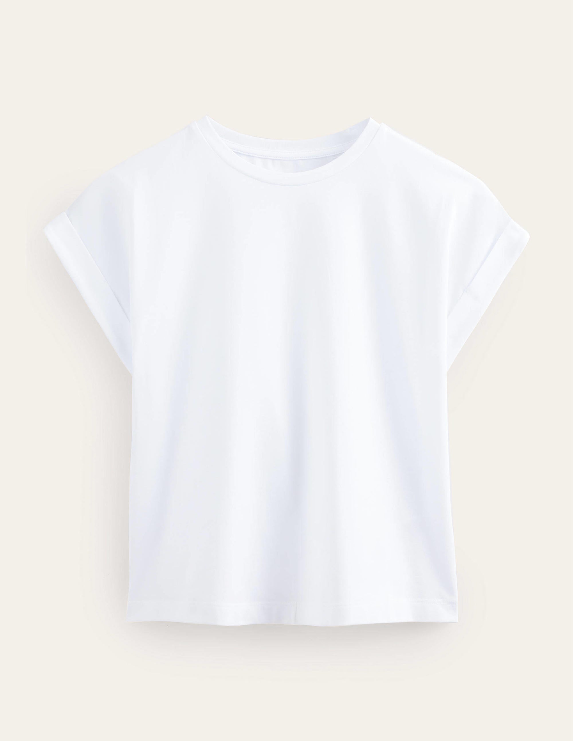 Rundhals-T-Shirt mit umgekrempelten Ärmeln-Weiß - Image 6