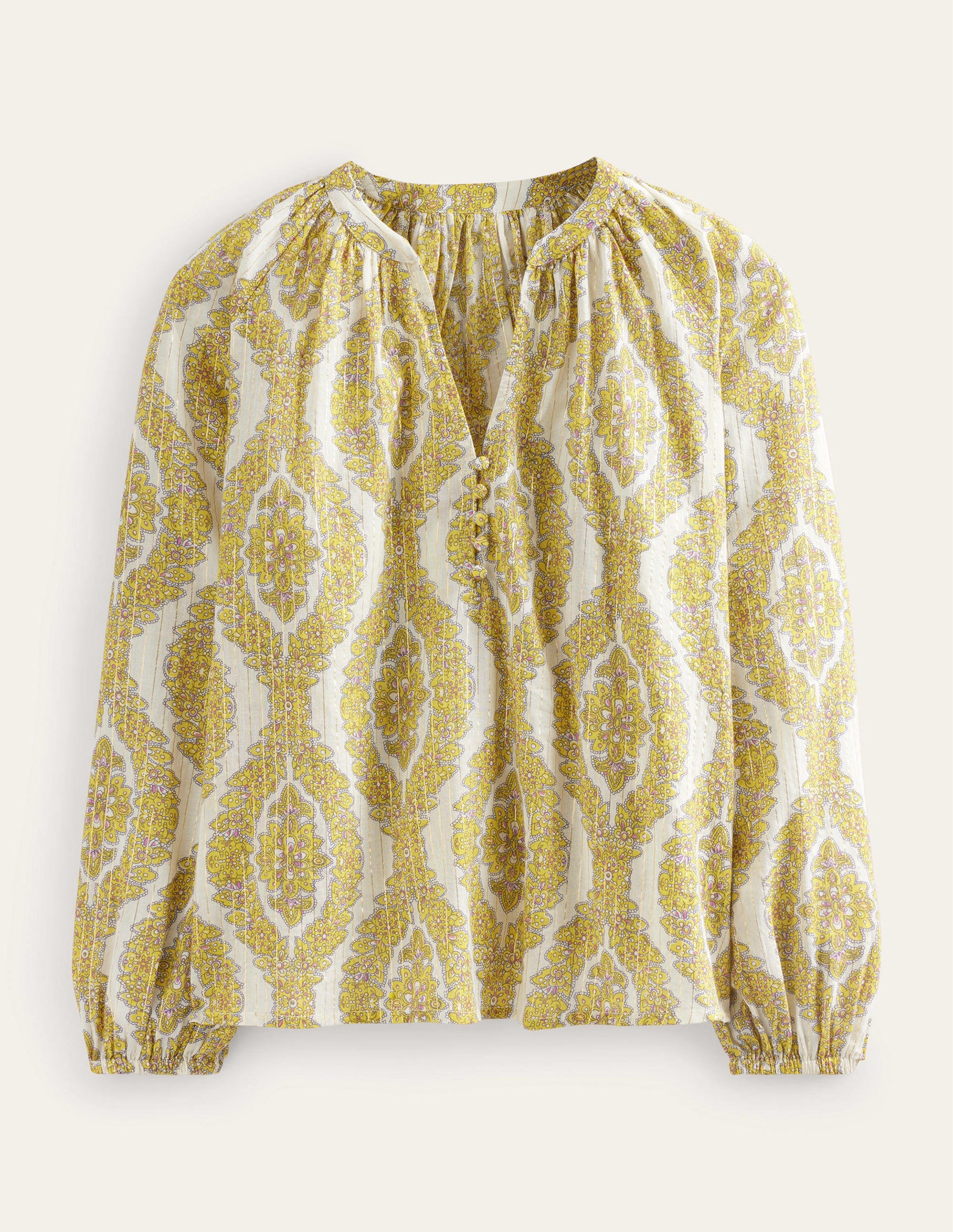 Printed Notch-Neck Sparkle Top-Pineapple, Botanic Wreath-7
