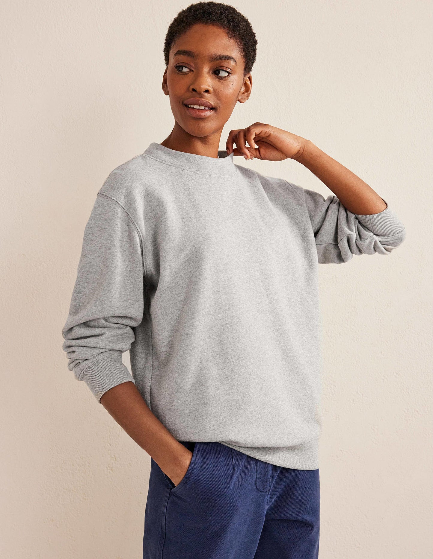 Oversize-Sweatshirt-Grau Meliert