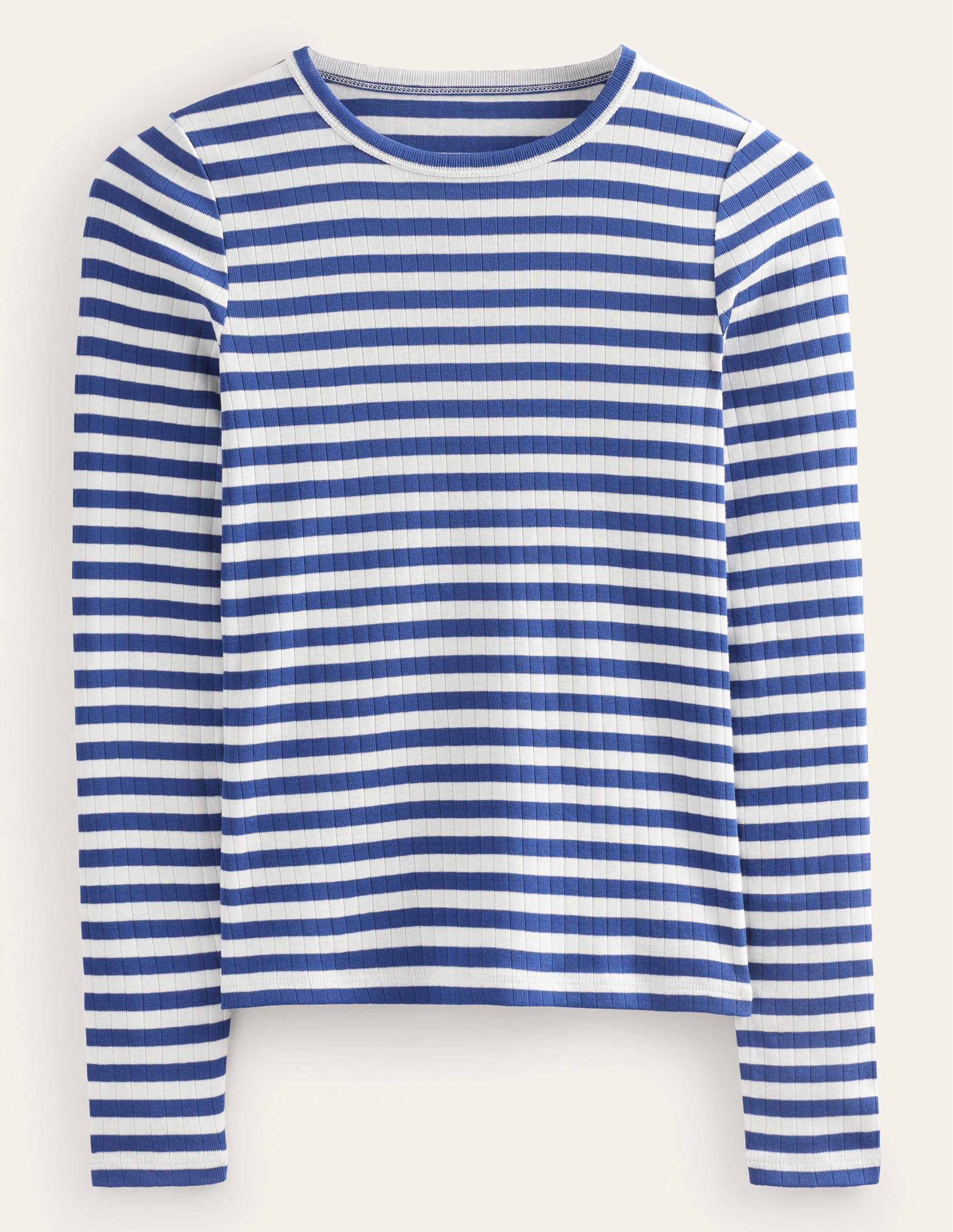 Alice T-Shirt mit Rippstruktur-Lapisblau, Naturweiß Gestreift-5