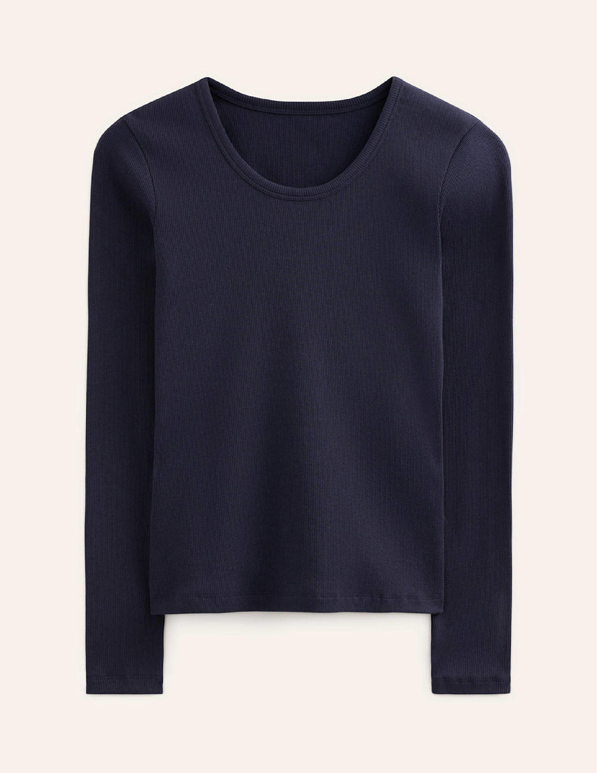 Cotton Rib Scoop Neck Top-Navy-5