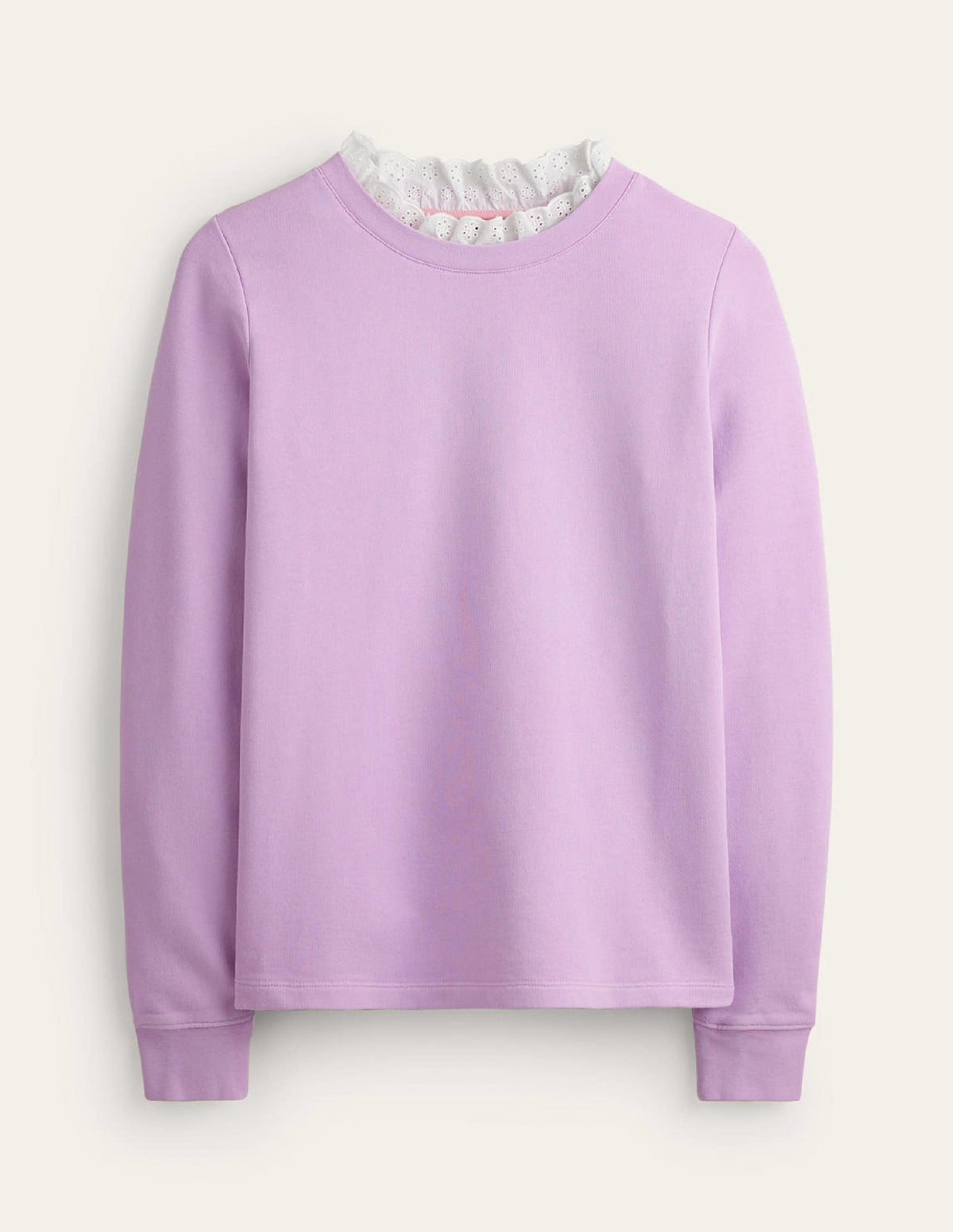Sweatshirt mit Lochstickerei-Besatz-Orchideenblüte-5