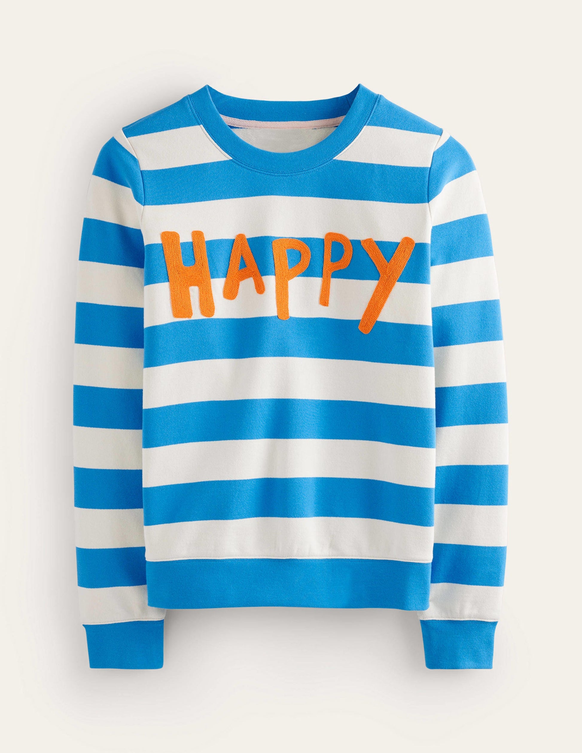 Sweat Hannah brodé-Bleu, motif Happy-5