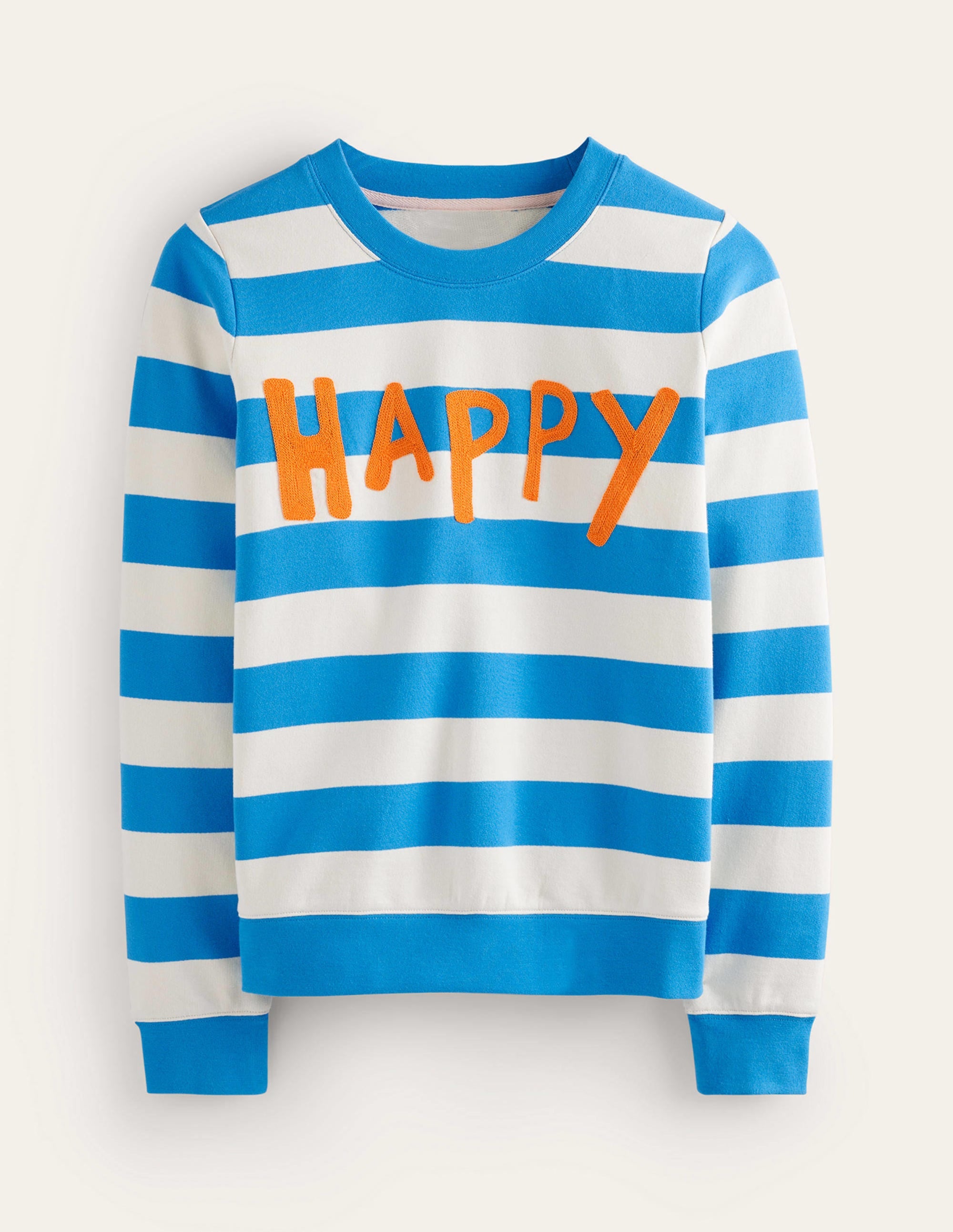 Sweat Hannah brodé-Bleu, motif Happy - Image 5