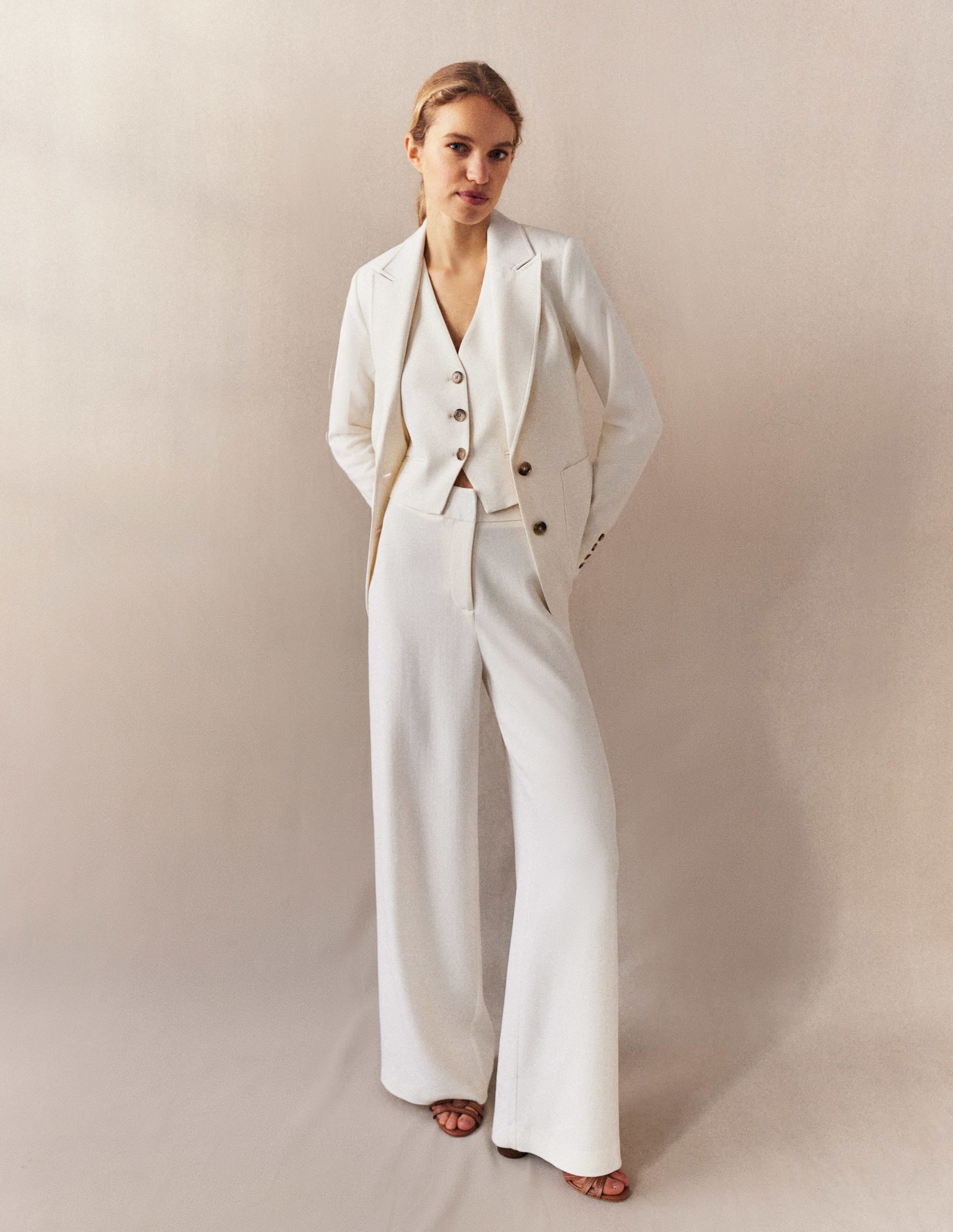 Fluid Tailored Waistcoat-Ivory - Image 6