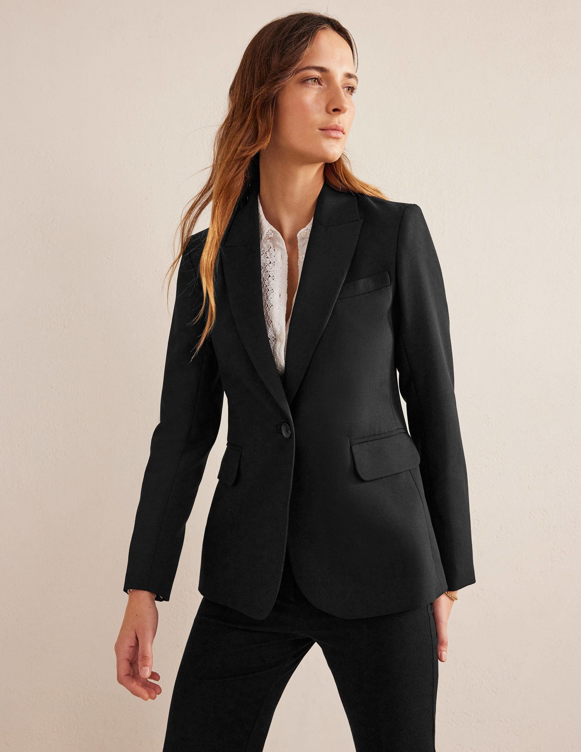 Blazer de tailleur ajusté-Noir - Image 1