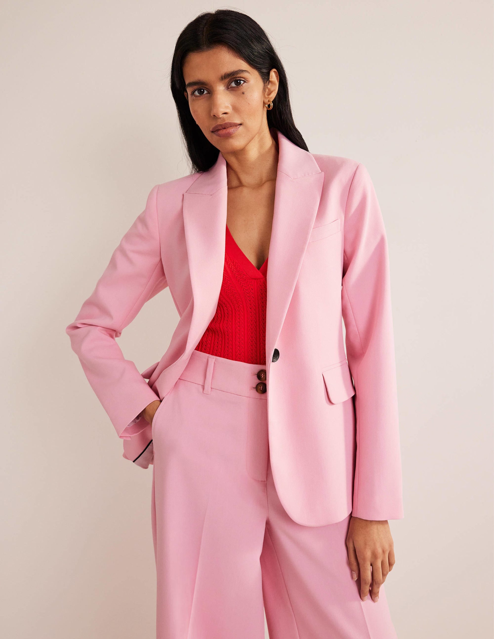 Blazer de tailleur ajusté-Rose - Image 1