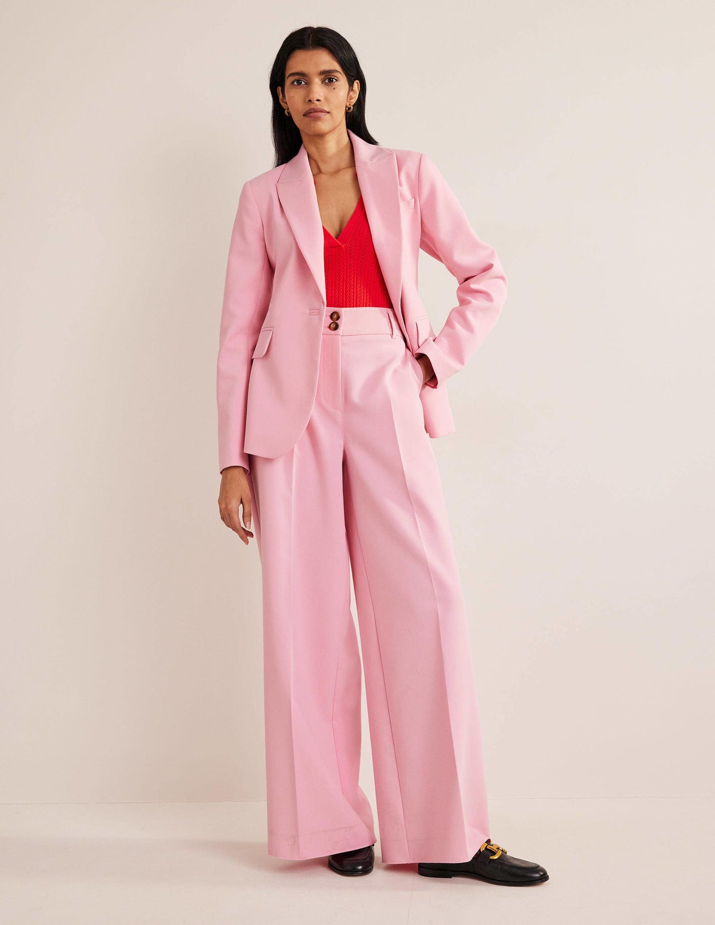 Blazer de tailleur ajusté-Rose