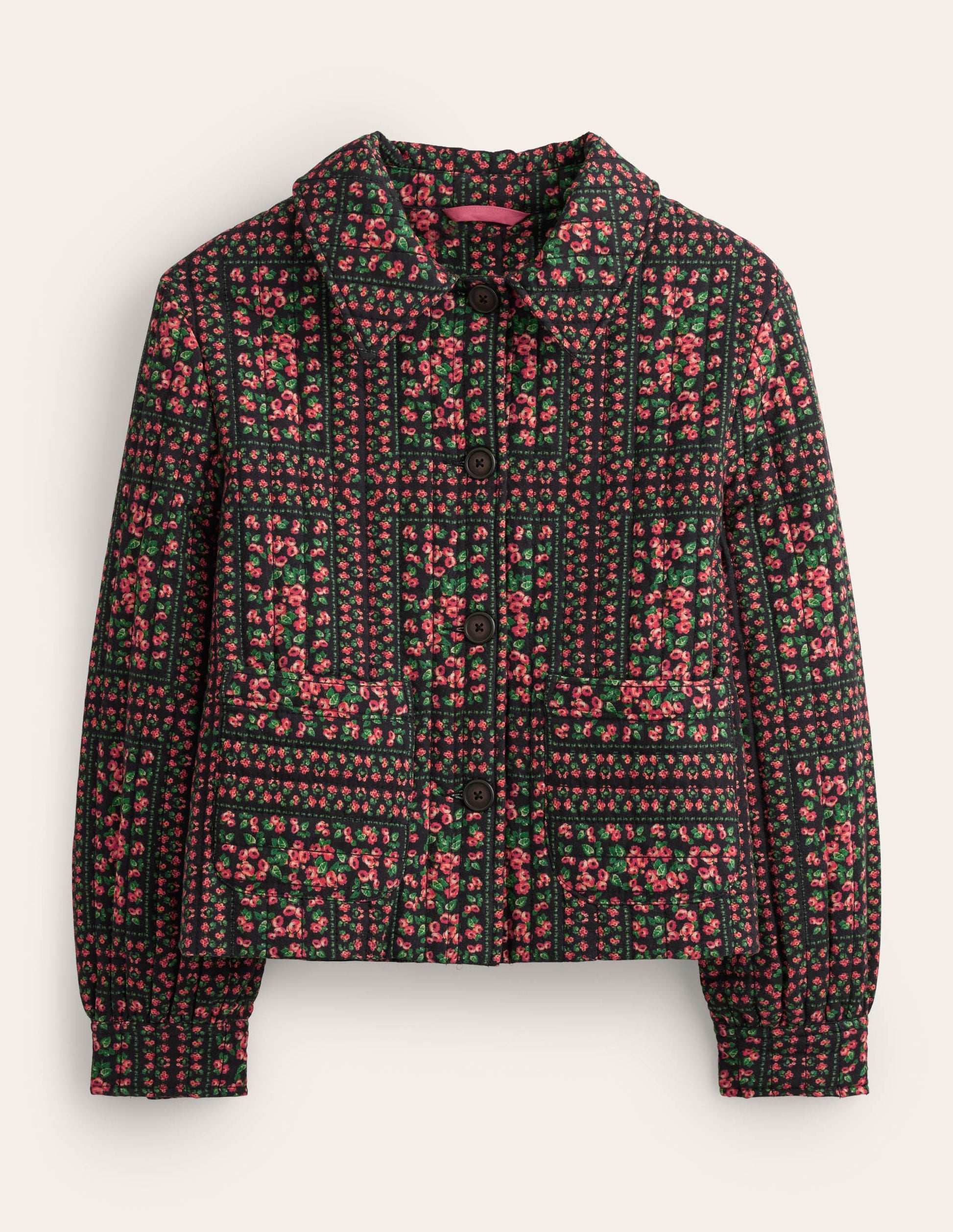 Gemusterte Steppjacke-Schwarz, Muster-6