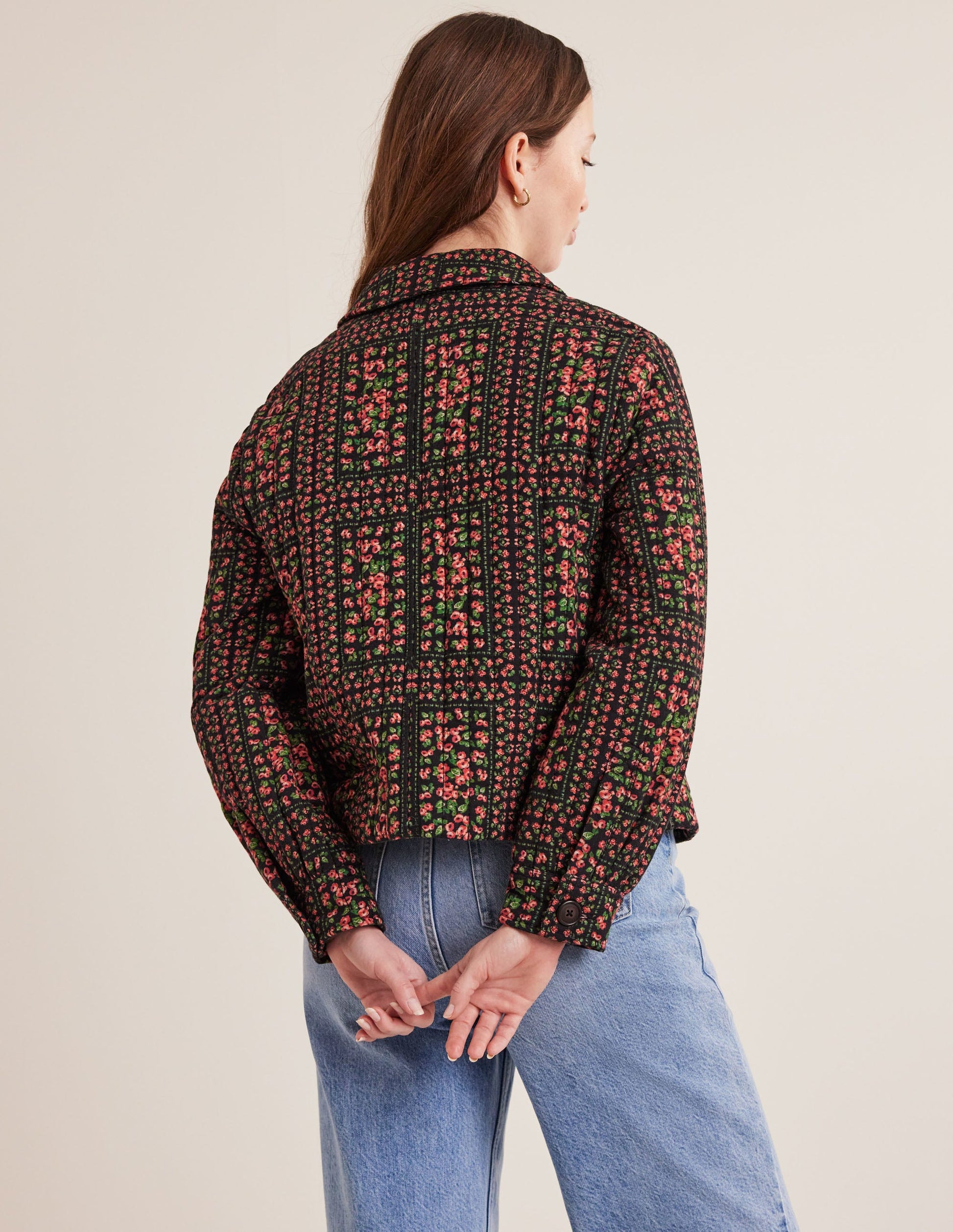Gemusterte Steppjacke-Schwarz, Muster-3
