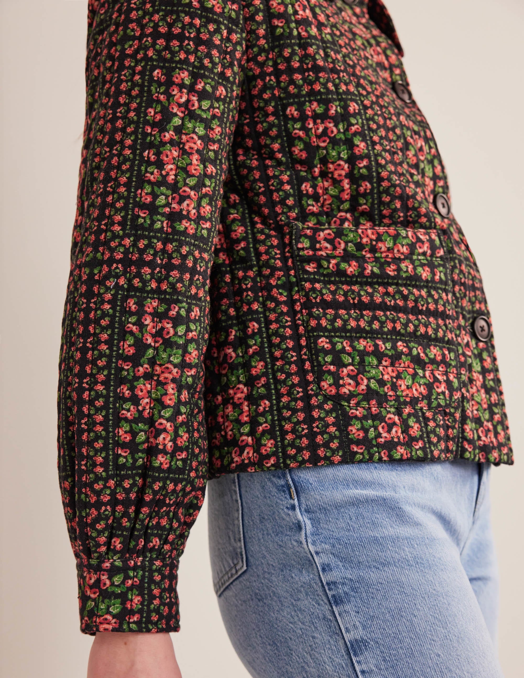 Gemusterte Steppjacke-Schwarz, Muster - Image 5