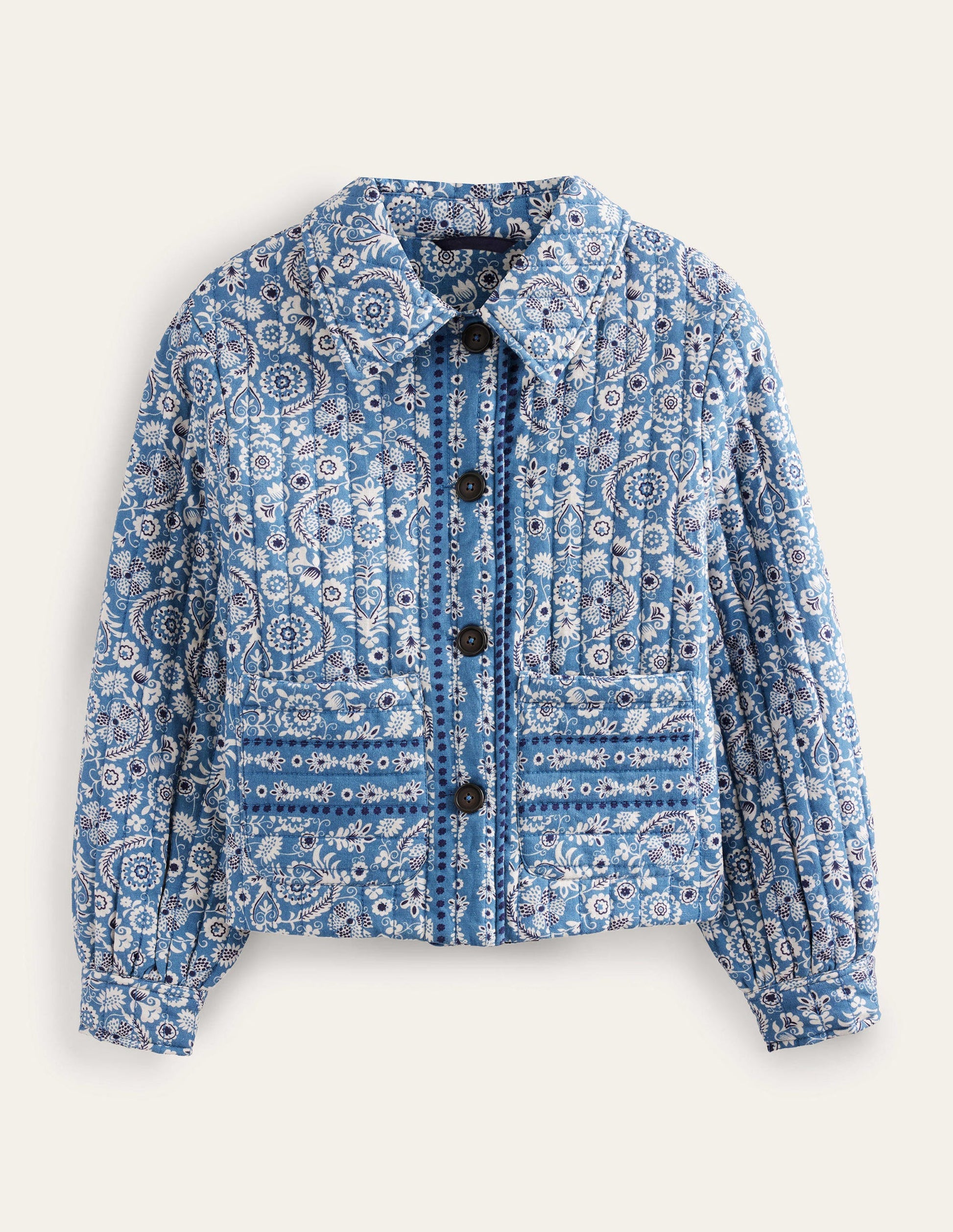 Gemusterte Steppjacke-Blau, Paisleymuster-6