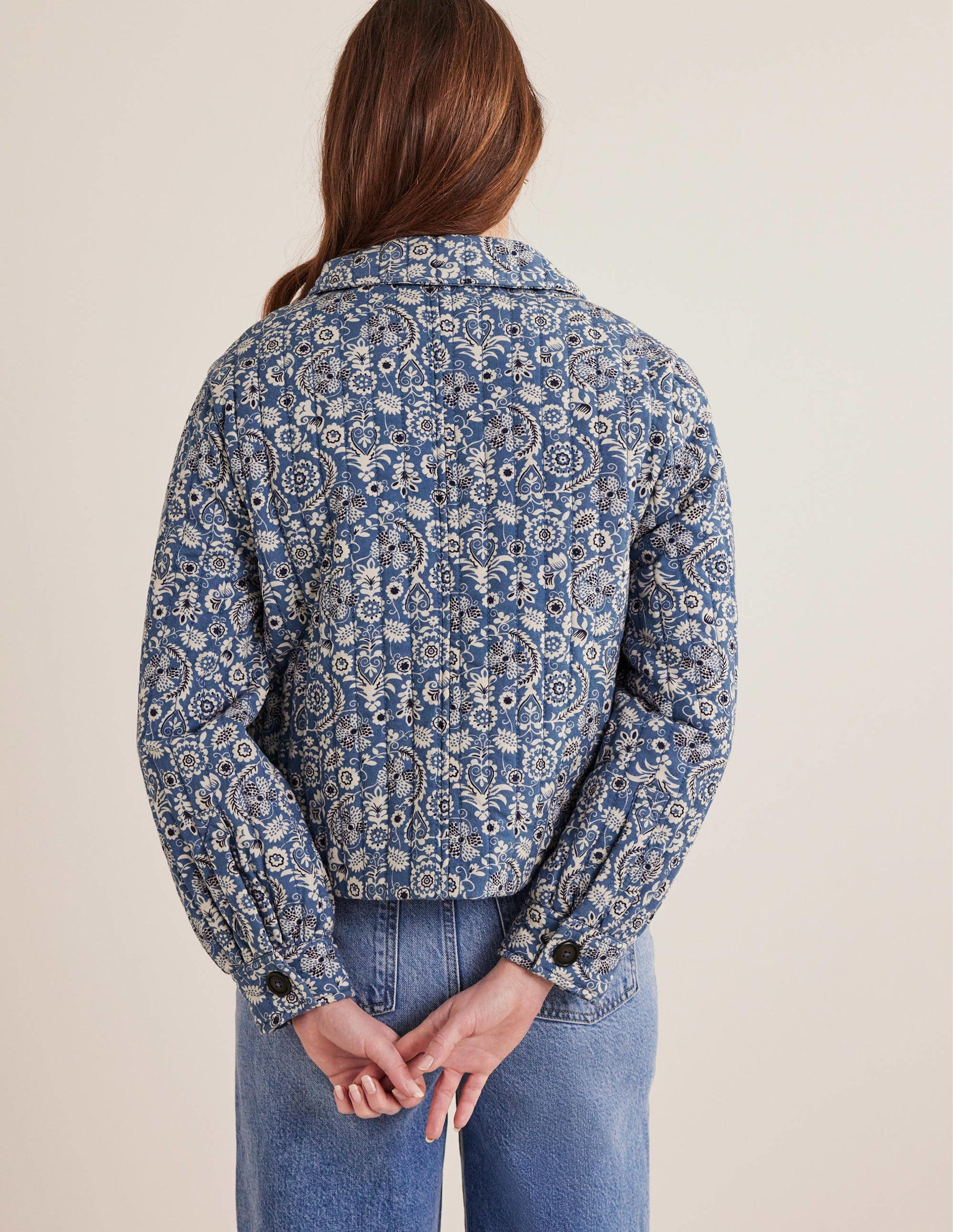 Gemusterte Steppjacke-Blau, Paisleymuster-3