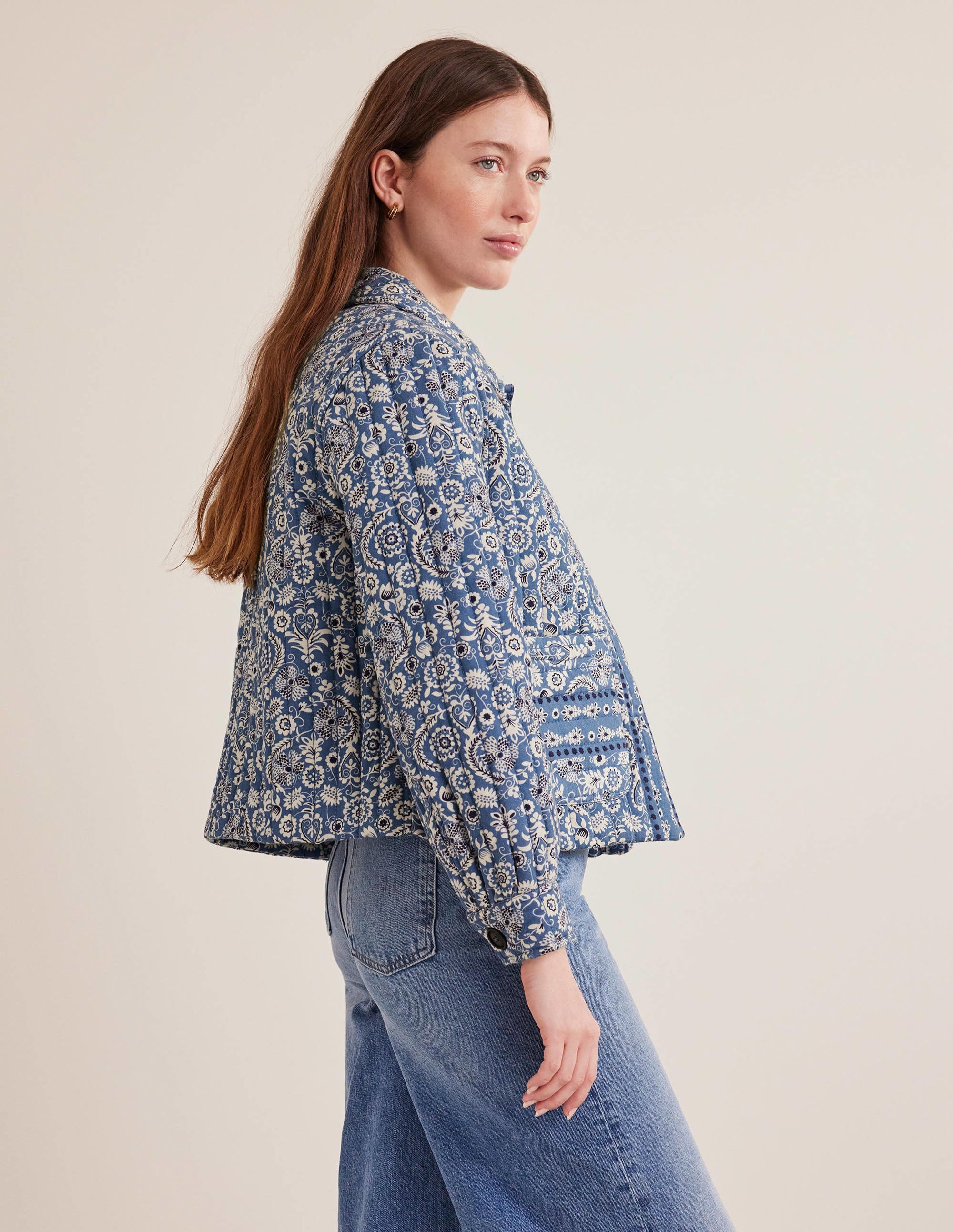 Gemusterte Steppjacke-Blau, Paisleymuster - Image 4