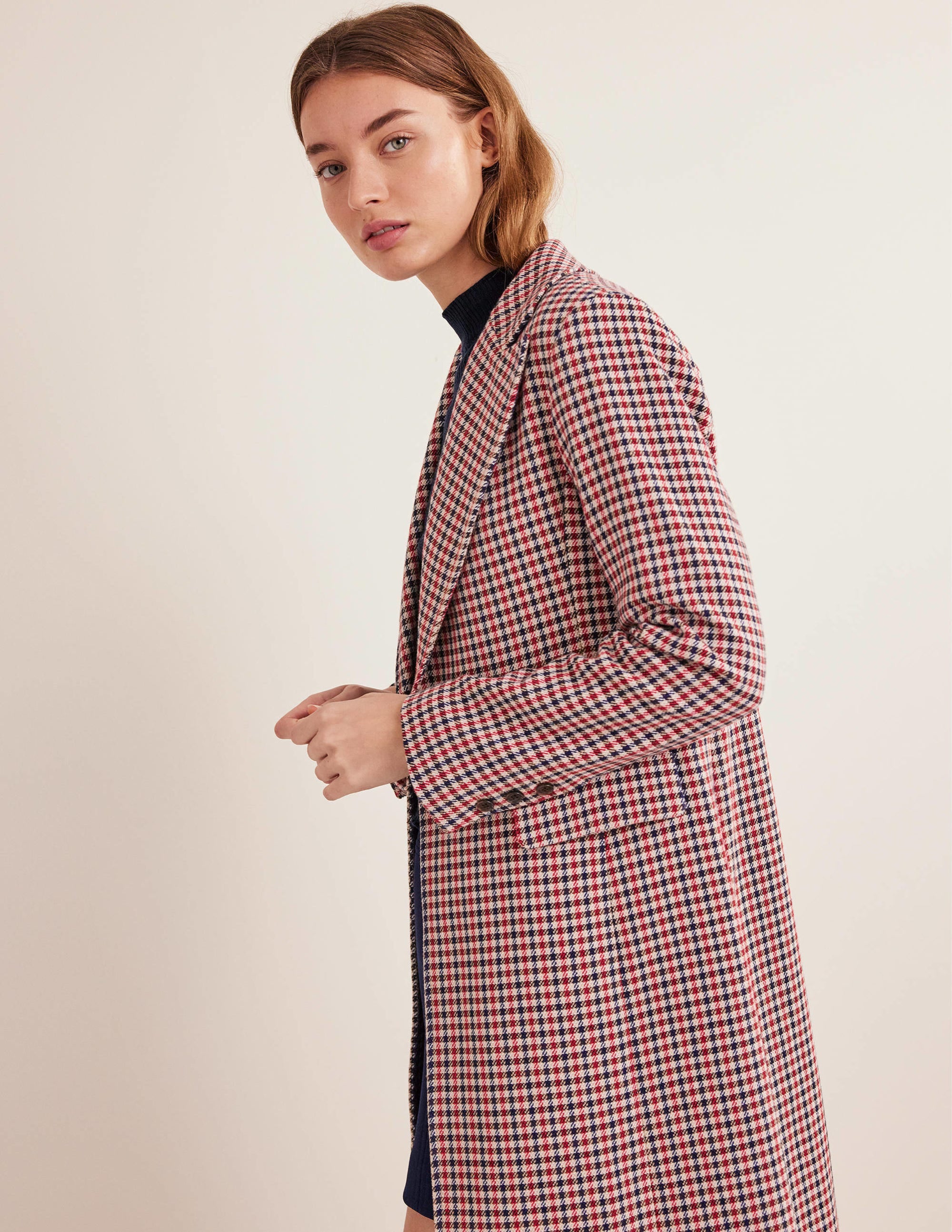 Tailored Check Maxi Coat-Red, Navy, Camel Check - Image 6