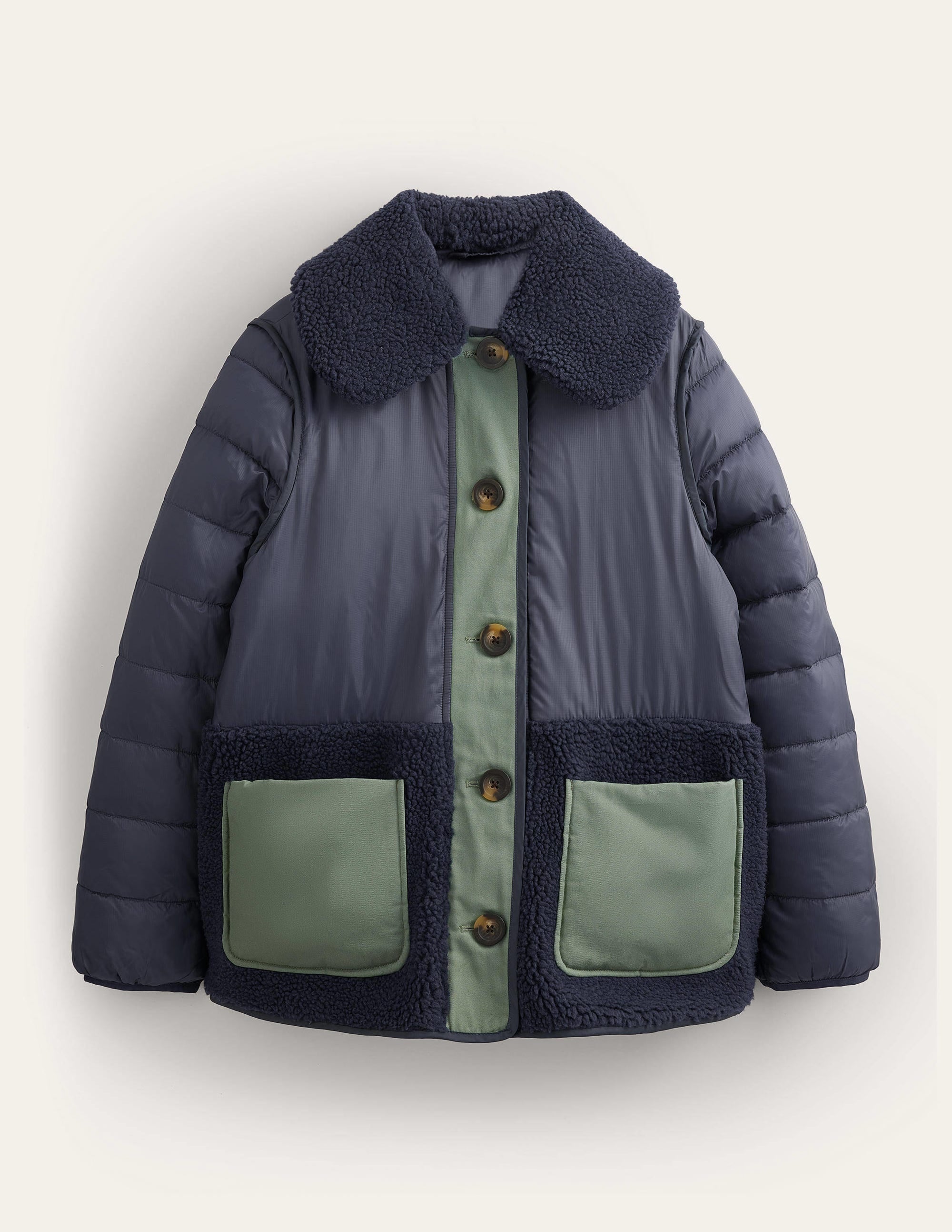 Veste matelassée en borg-Bleu marine - Image 6