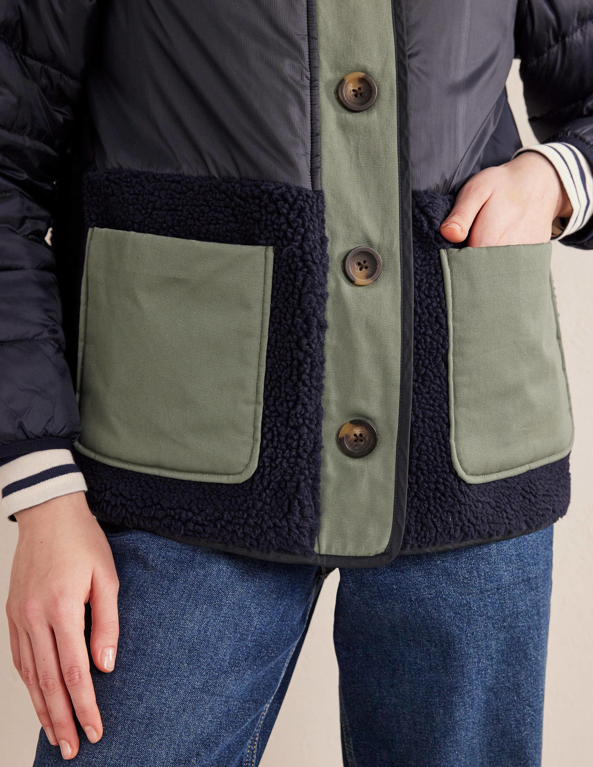 Veste matelassée en borg-Bleu marine - Image 2