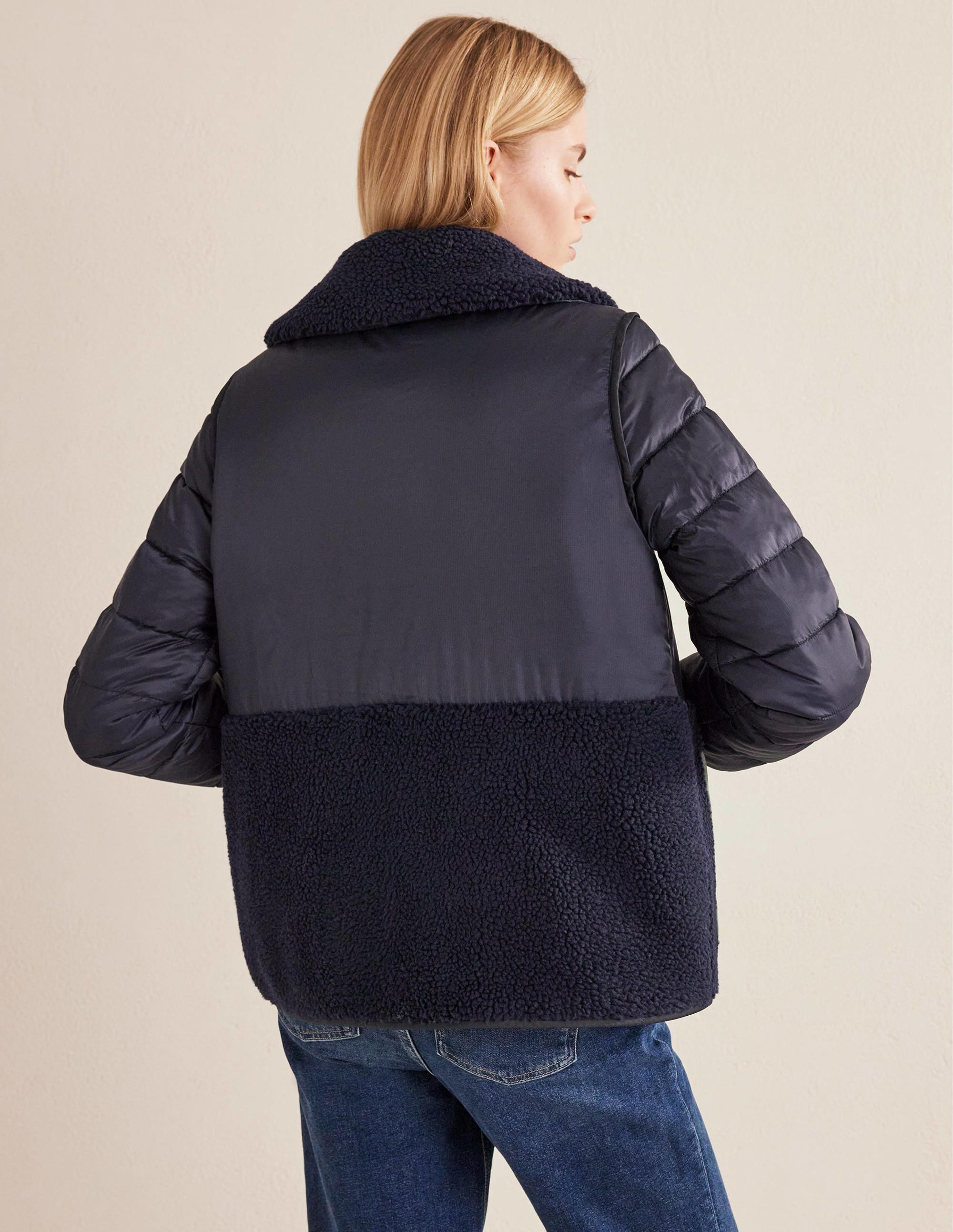 Veste matelassée en borg-Bleu marine - Image 3