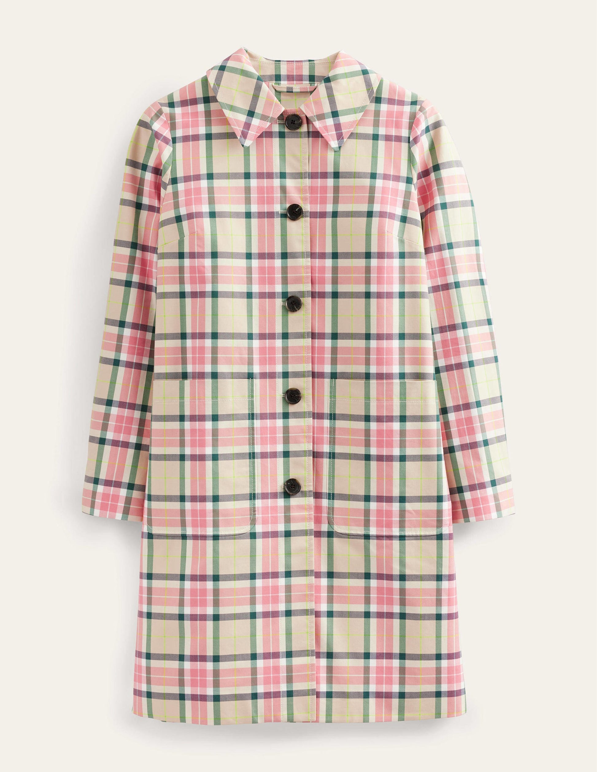 Manteau à carreaux en coton avec col-Carreaux-5