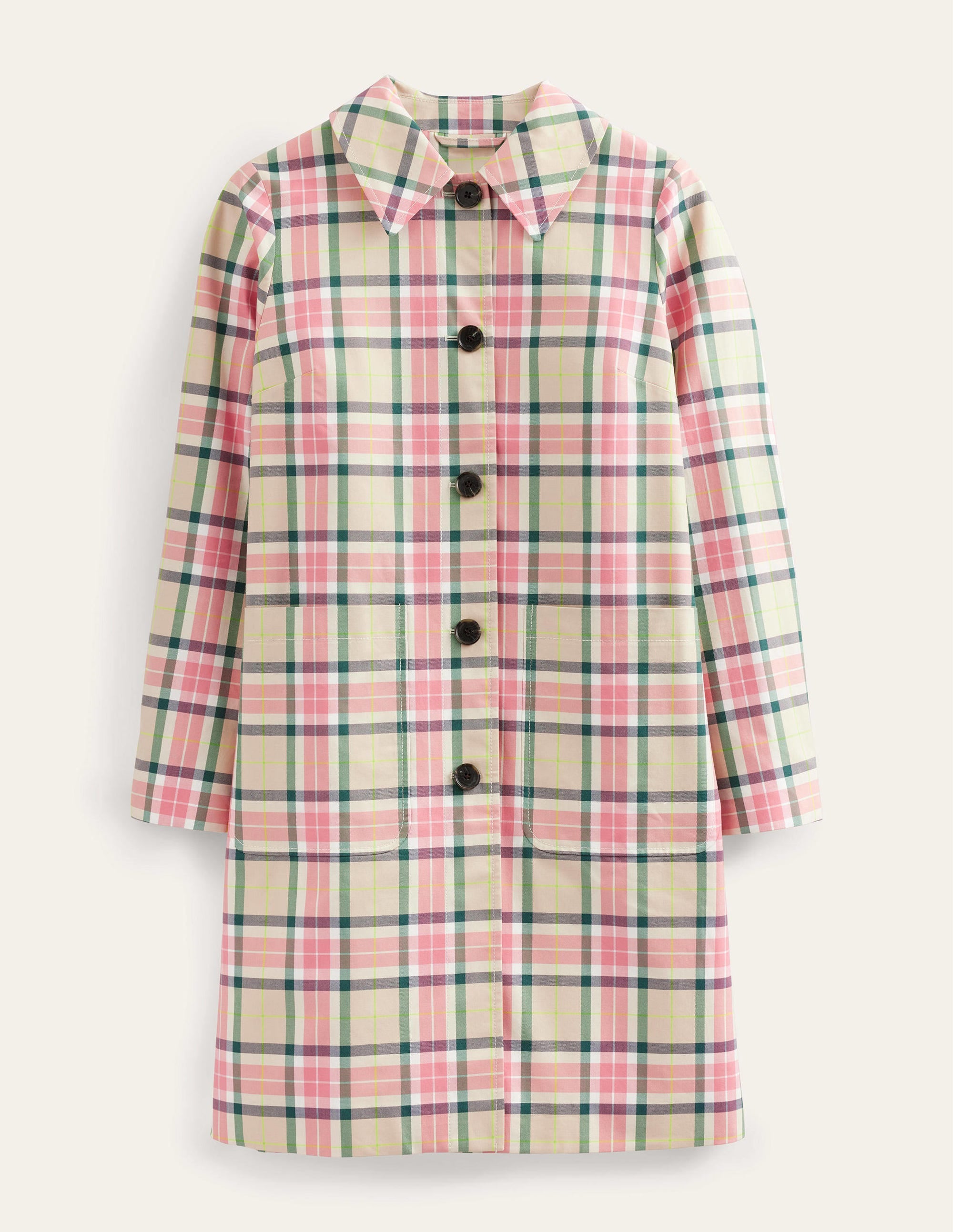 Manteau à carreaux en coton avec col-Carreaux - Image 5