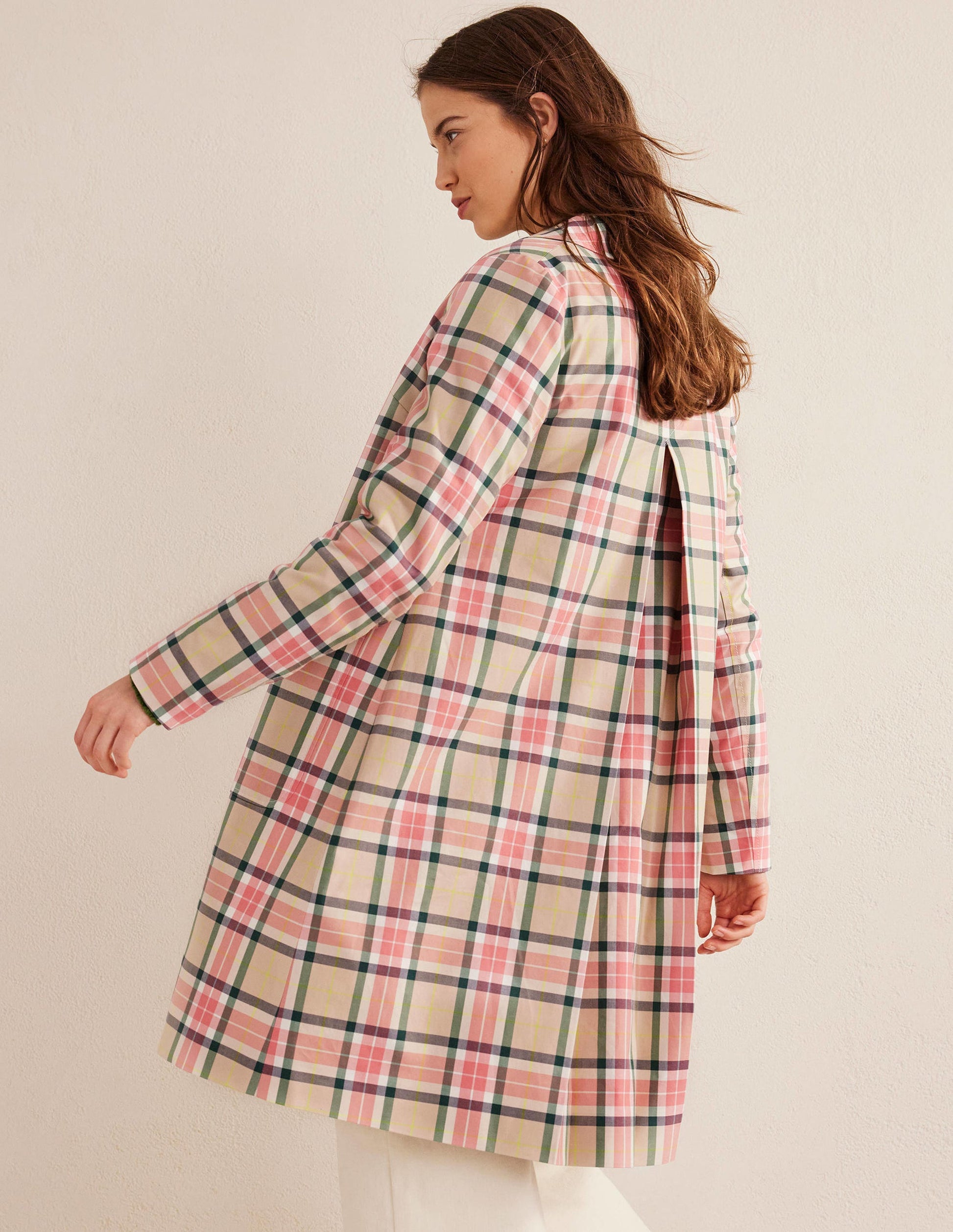 Manteau à carreaux en coton avec col-Carreaux-4