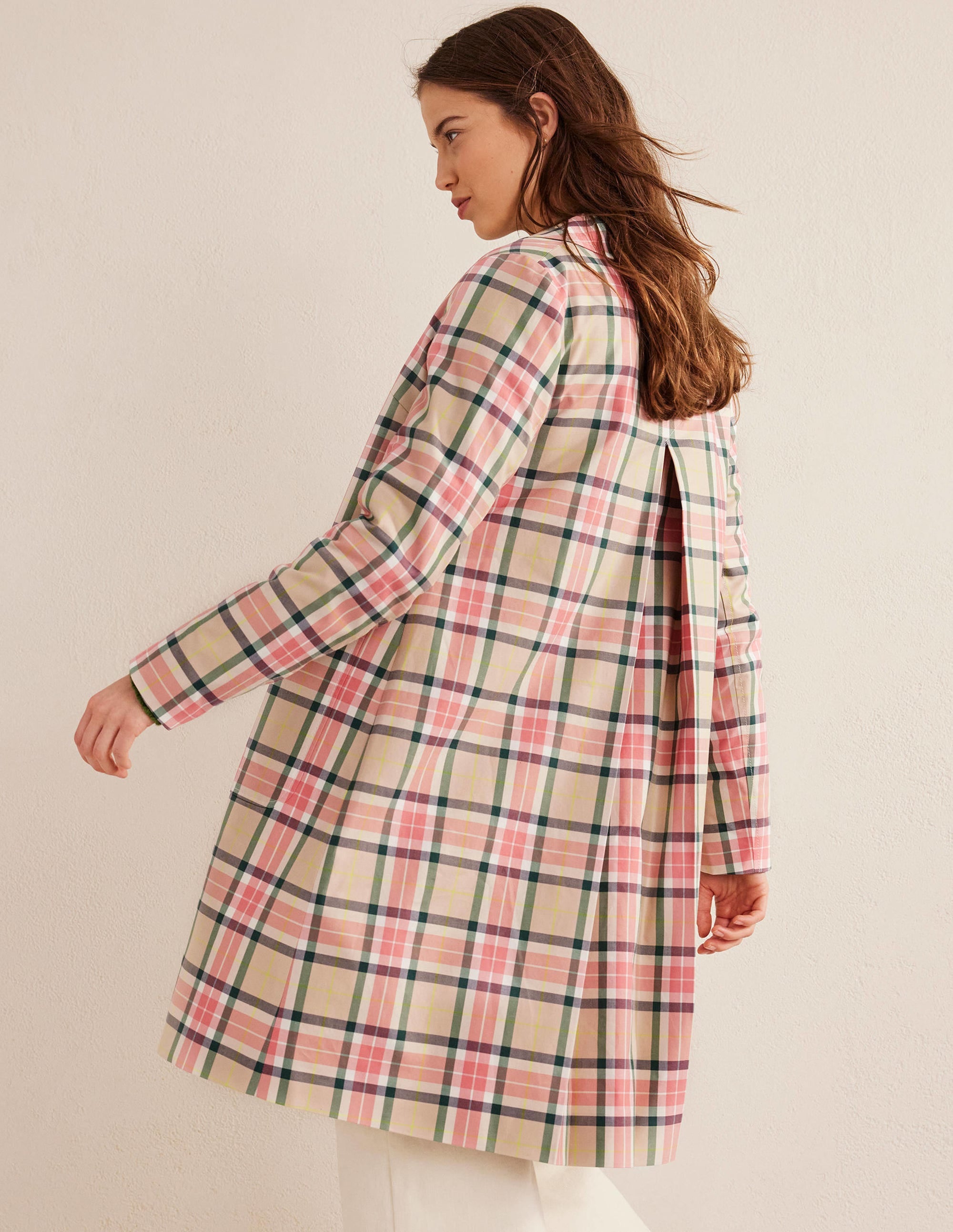 Manteau à carreaux en coton avec col-Carreaux - Image 4
