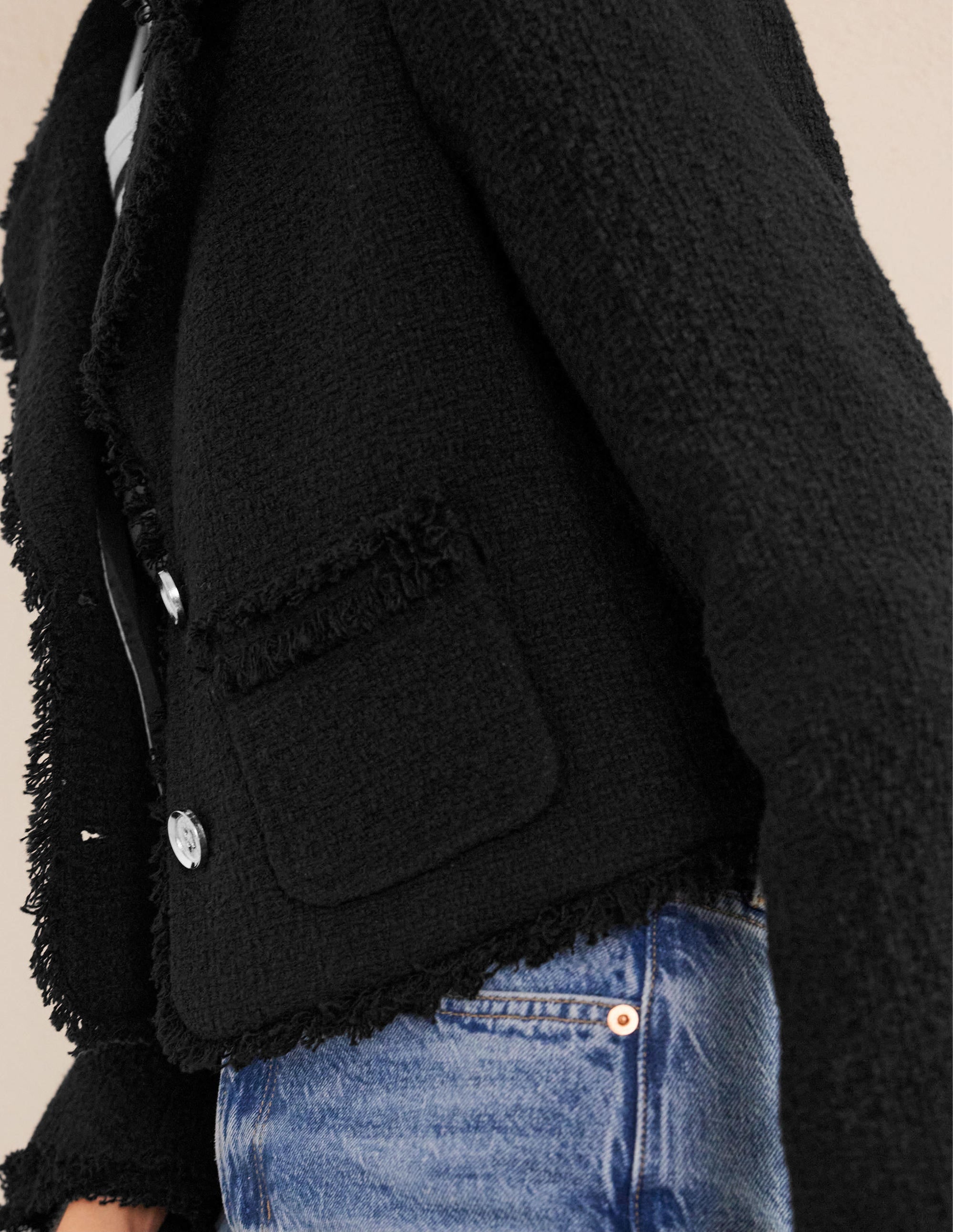Veste texturée courte et ajustée-Noir - Image 2