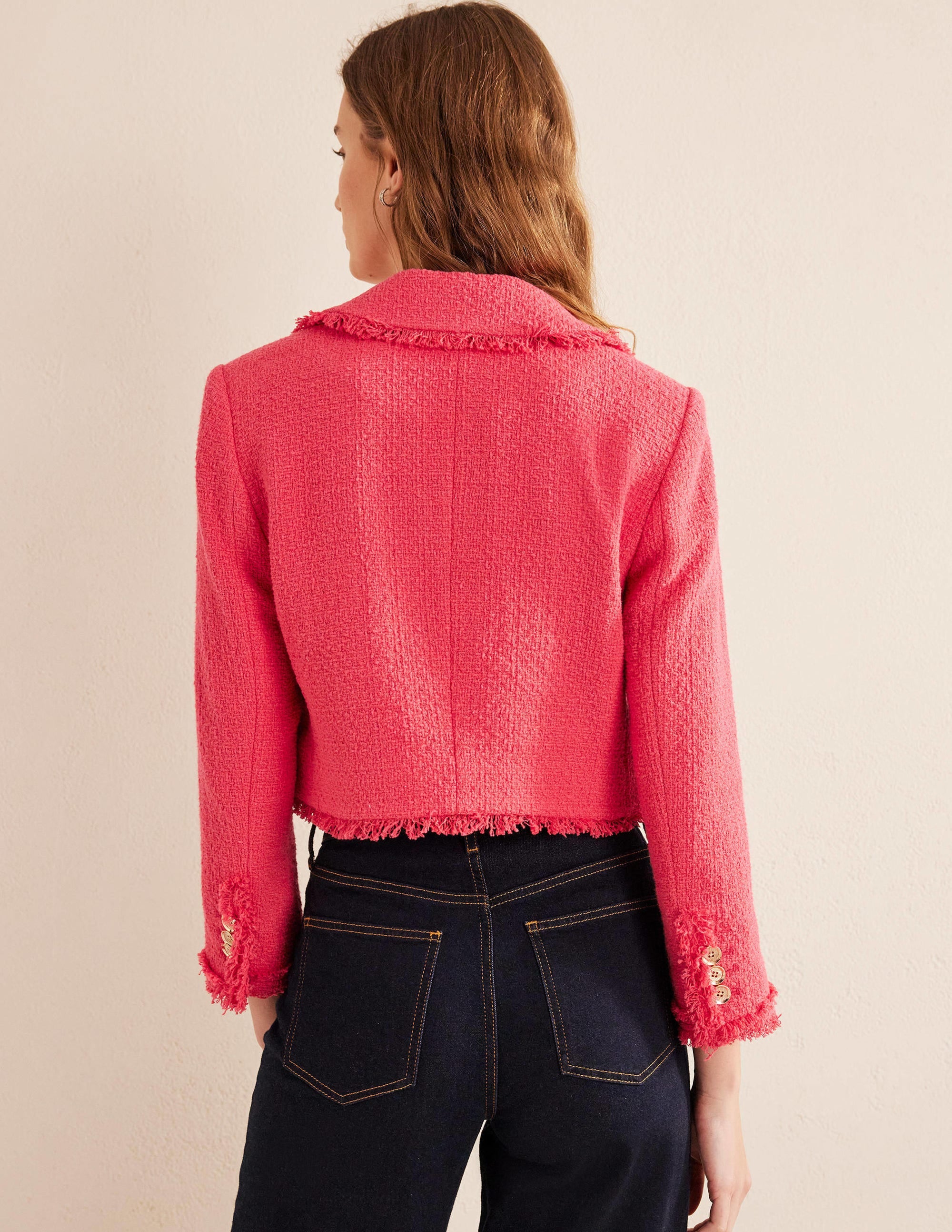 Veste texturée courte et ajustée-Corail - Image 3