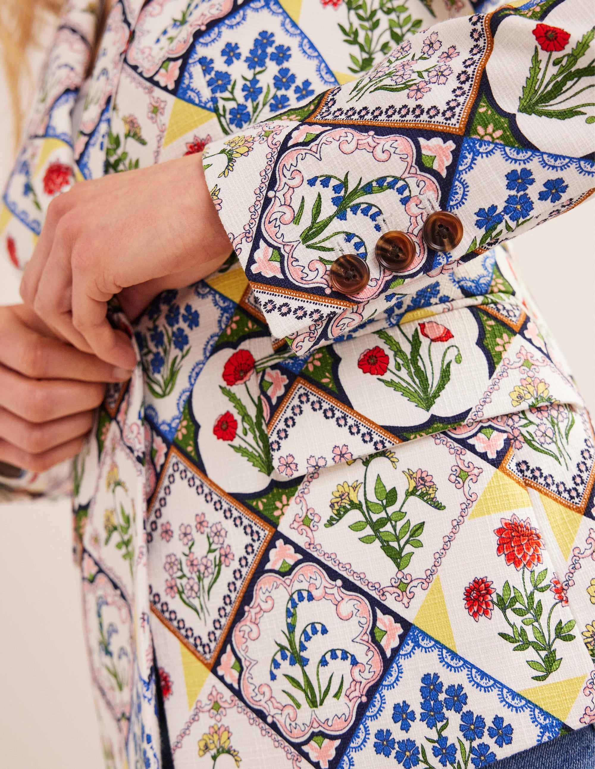 Somerset Baumwoll-Blazer-Naturweiß, Wilde Glockenblumen - Image 2