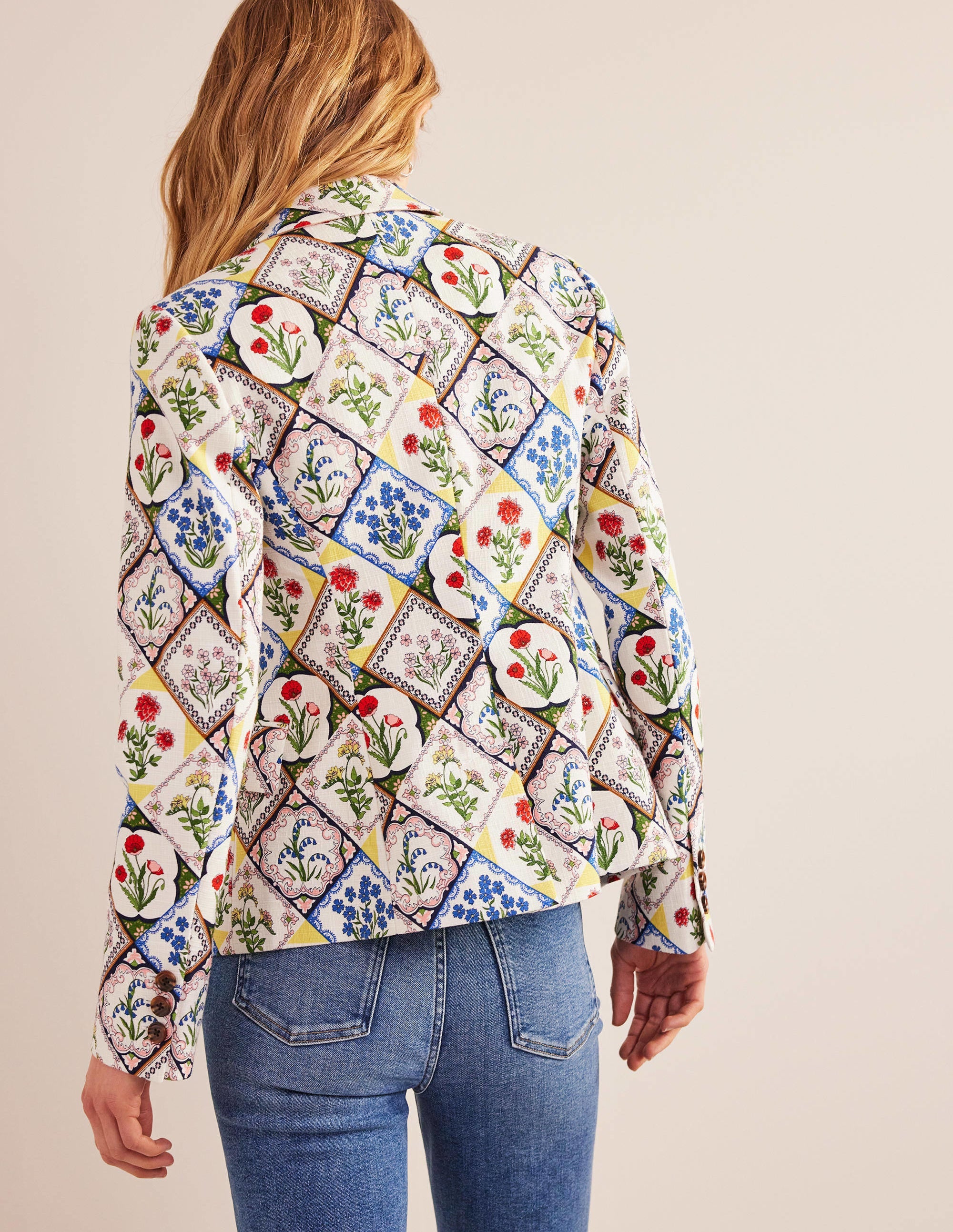 Somerset Baumwoll-Blazer-Naturweiß, Wilde Glockenblumen - Image 3