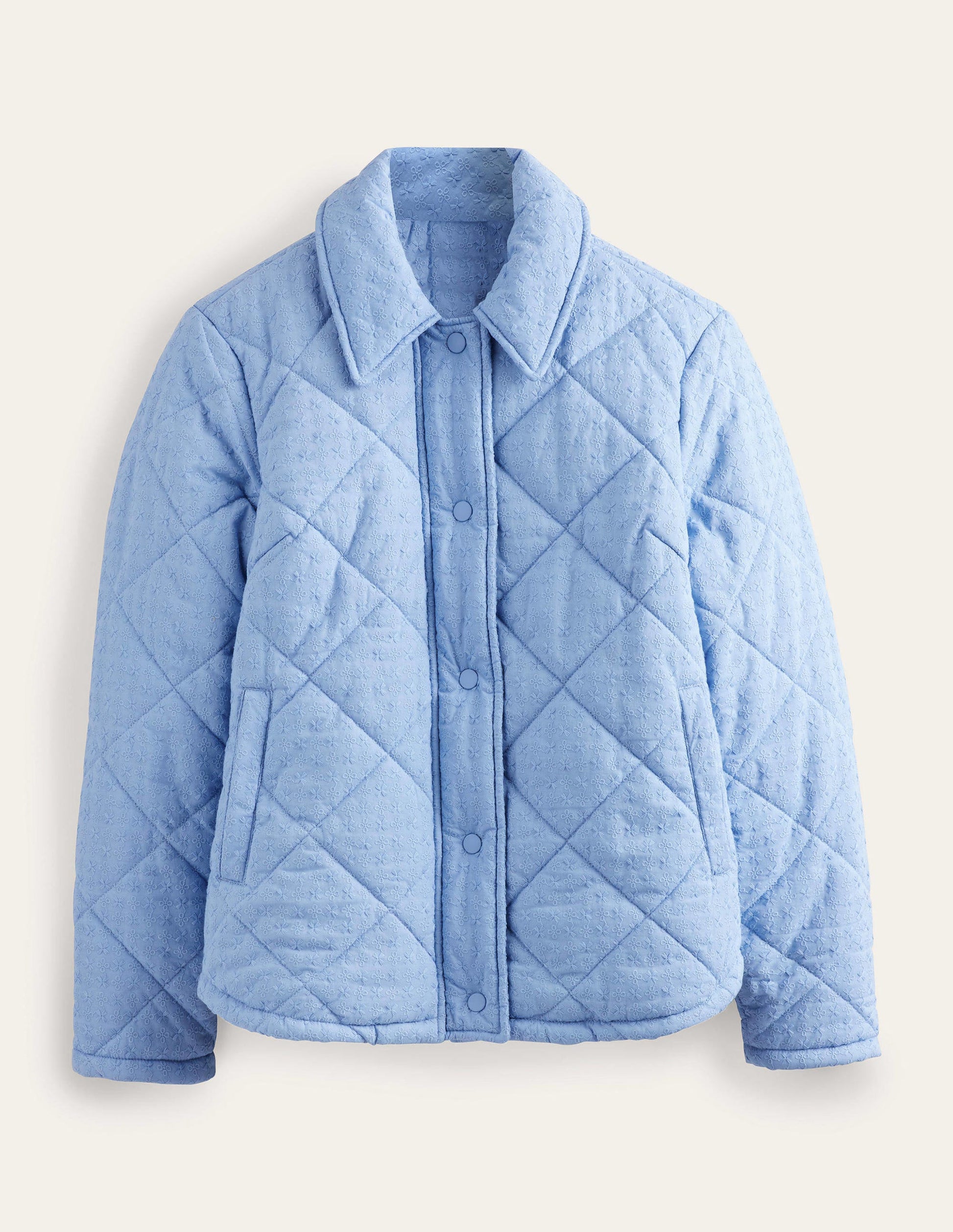Broderie Quilted Cotton Jacket-Chambray-6
