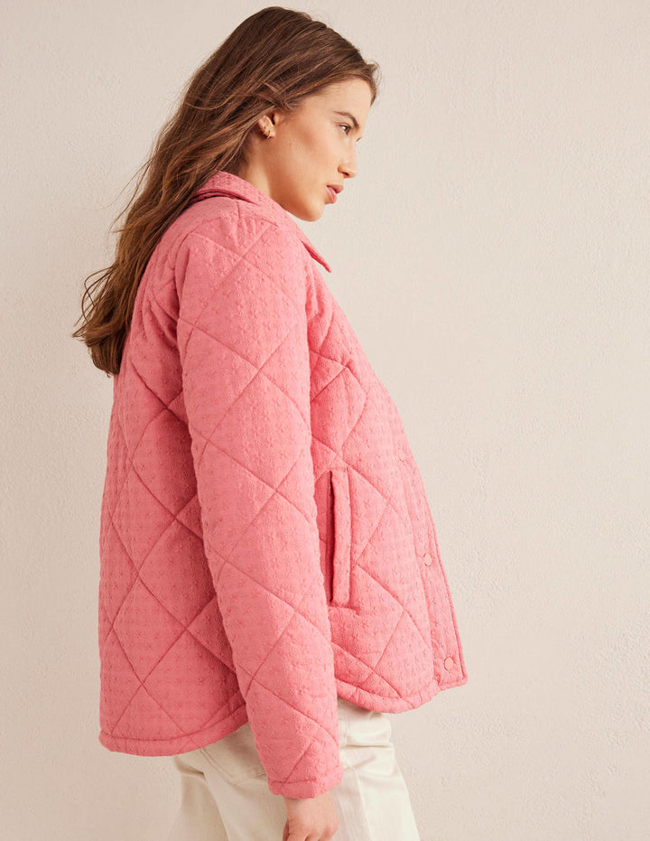 Broderie Quilted Cotton Jacket-Pink