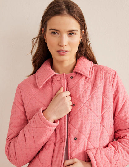 Broderie Quilted Cotton Jacket-Pink