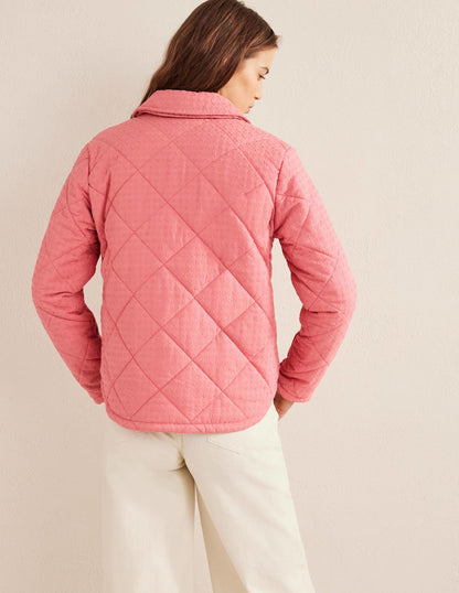 Broderie Quilted Cotton Jacket-Pink