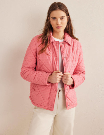 Broderie Quilted Cotton Jacket-Pink