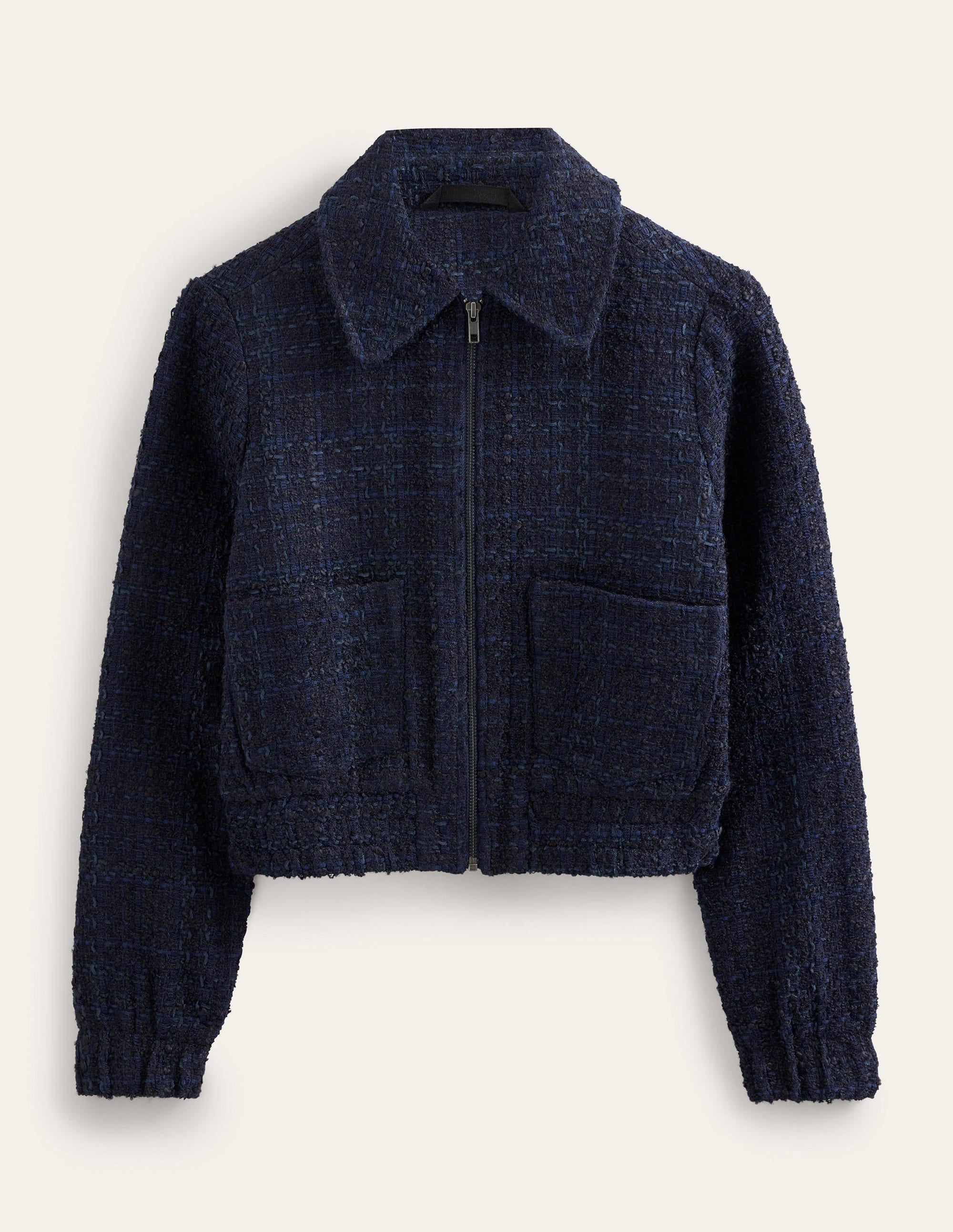 Veste zippée texturée-Bleu marine - Image 6