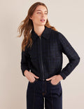 Veste zippée texturée-Bleu marine
