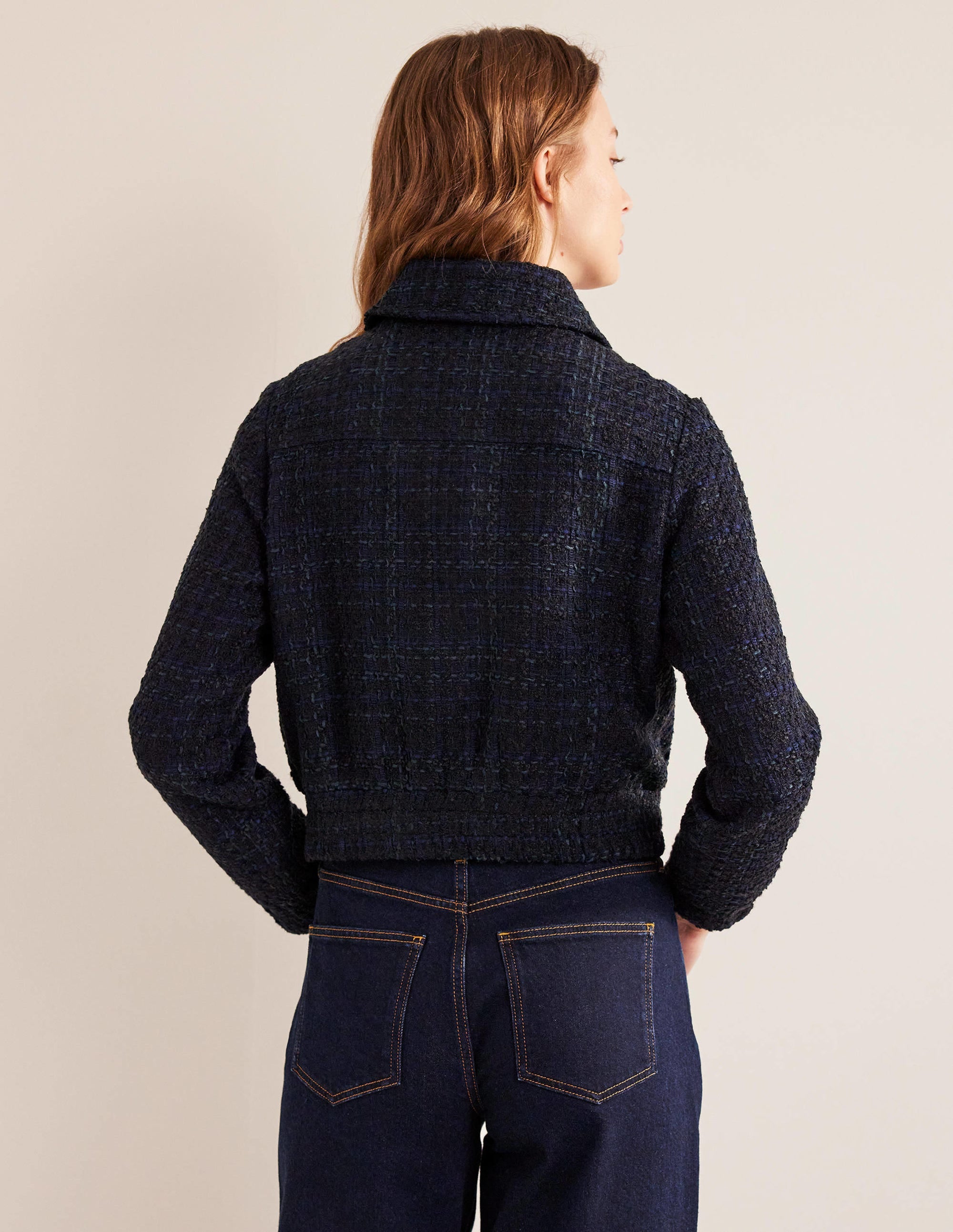 Veste zippée texturée-Bleu marine - Image 3