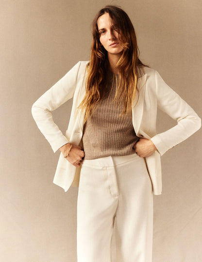 Fluid Tailored Blazer-Ivory-8