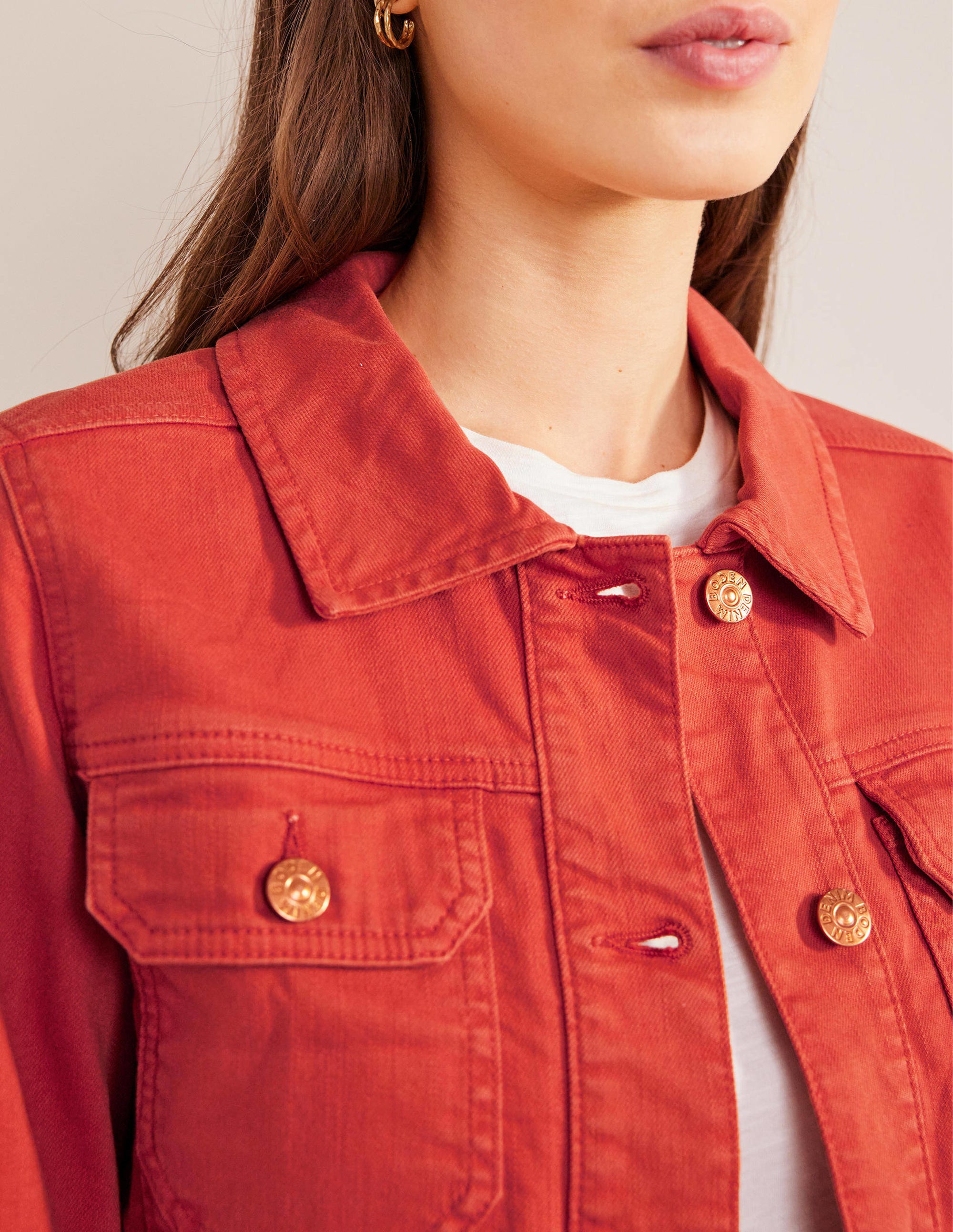 Veste courte décontractée en coton-Tomate - Image 2