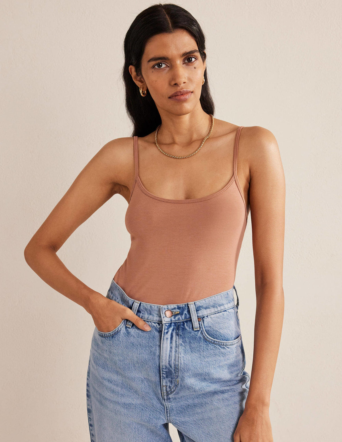 Schlichtes Camisole-Oberteil-Hellbraun - Image 1