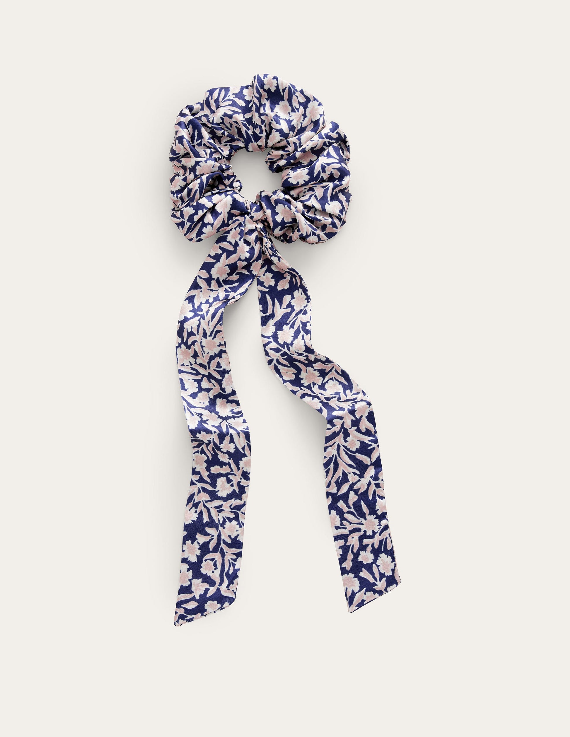 Scrunchie mit Tuchdetail-Französisches Marineblau, Abstrakte Weinranken-2