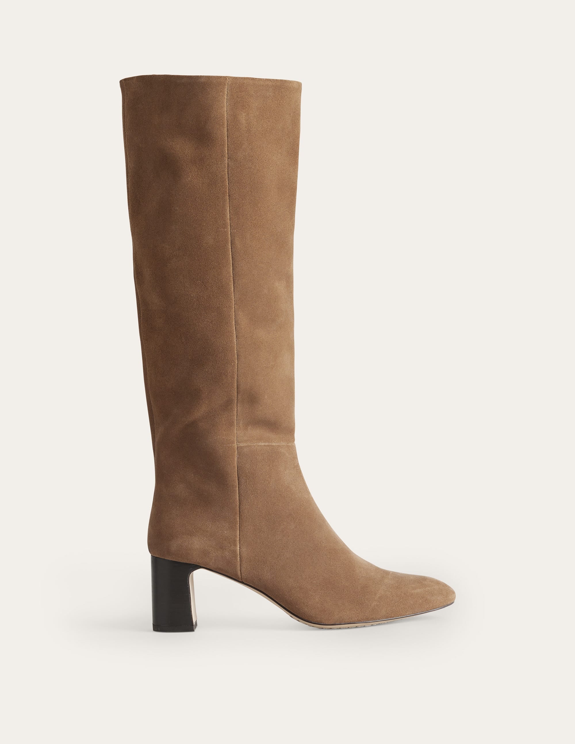 Erica Kniehohe Lederstiefel-Goldbraun, Velours-Rindsleder - Image 1