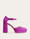 Chaussures compensées à talons et bout fermé-Daim rose violette profond