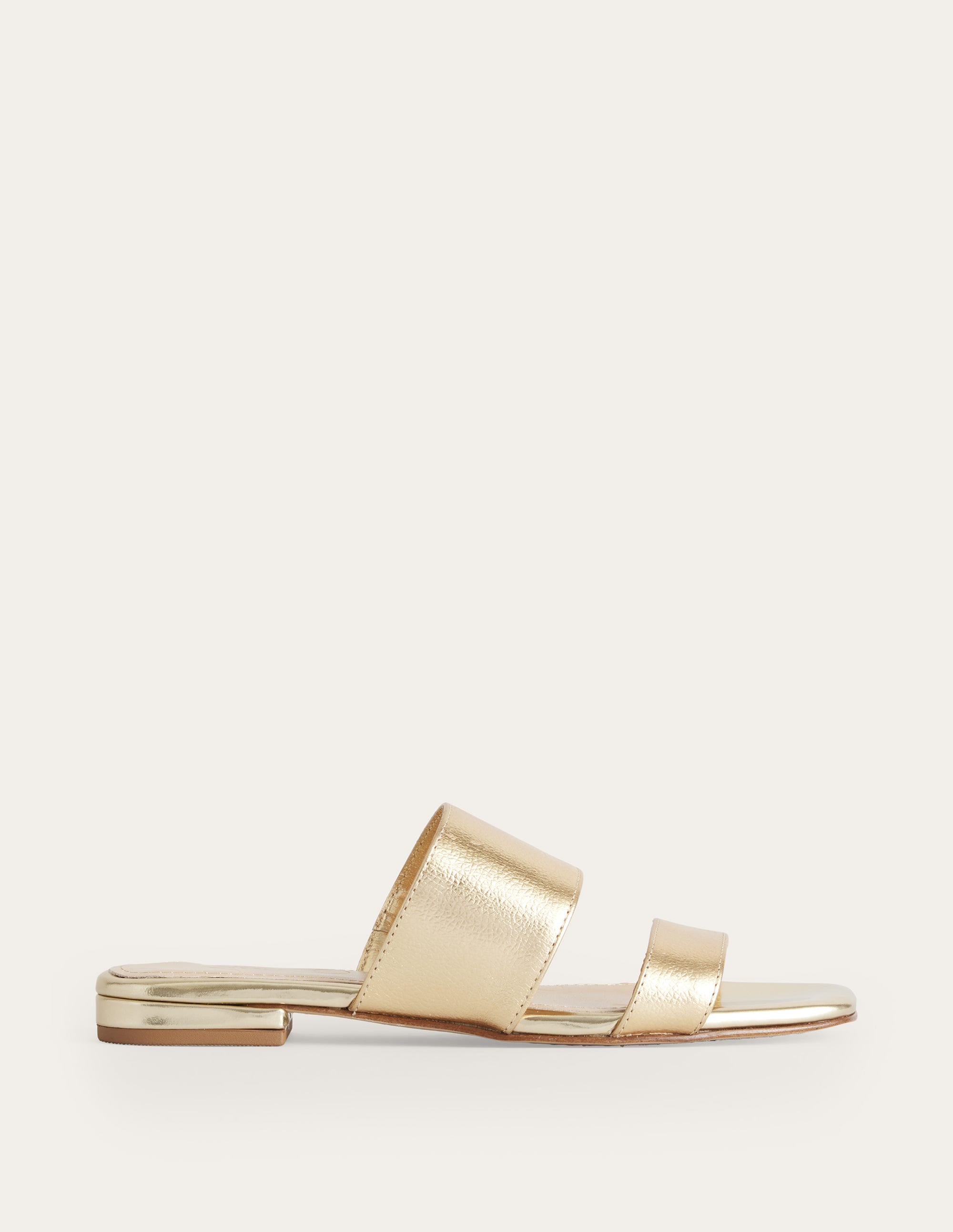 Sandalen mit Doppelriemen-Gold-Metallic, Walkleder - Image 1