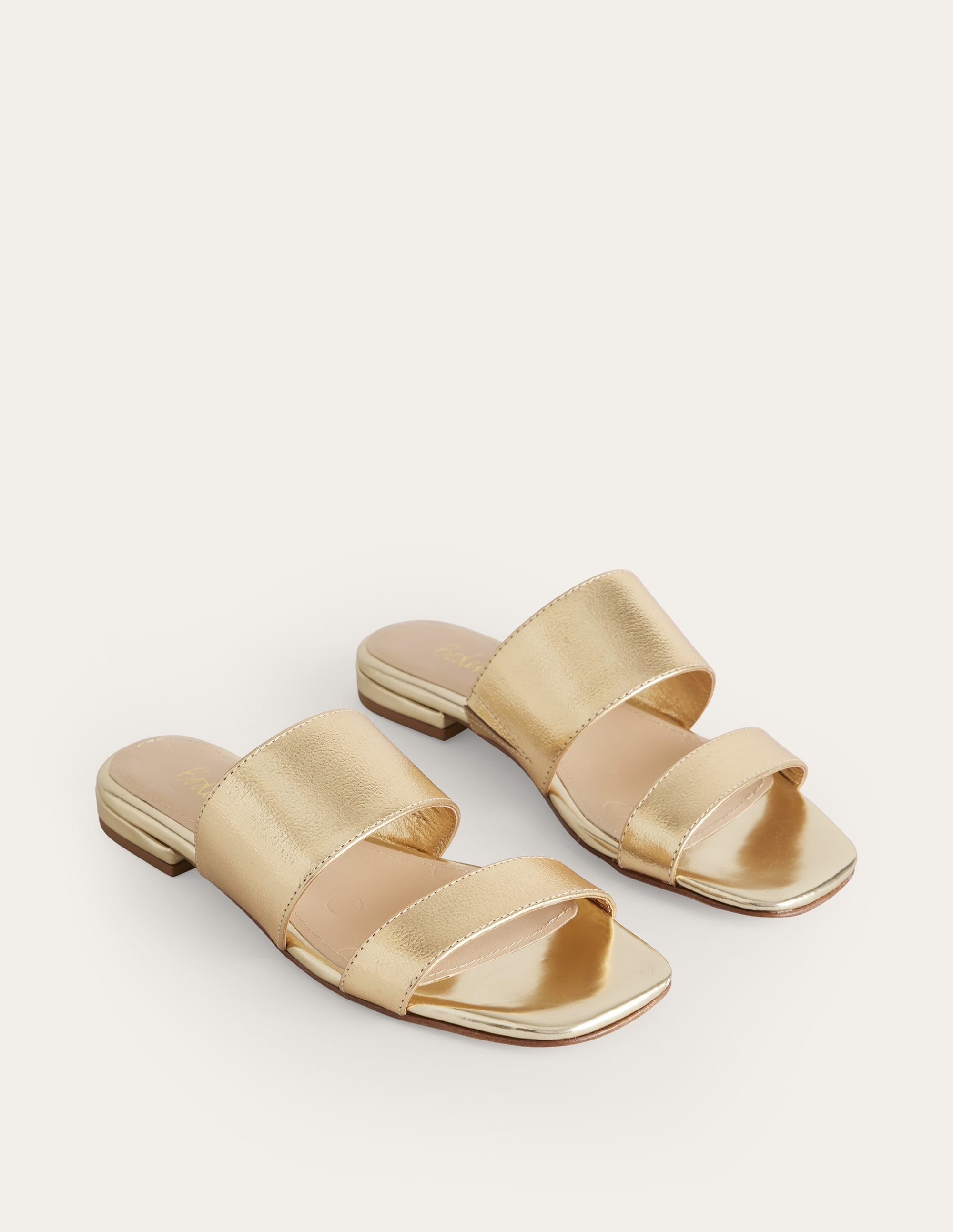 Sandalen mit Doppelriemen-Gold-Metallic, Walkleder - Image 2