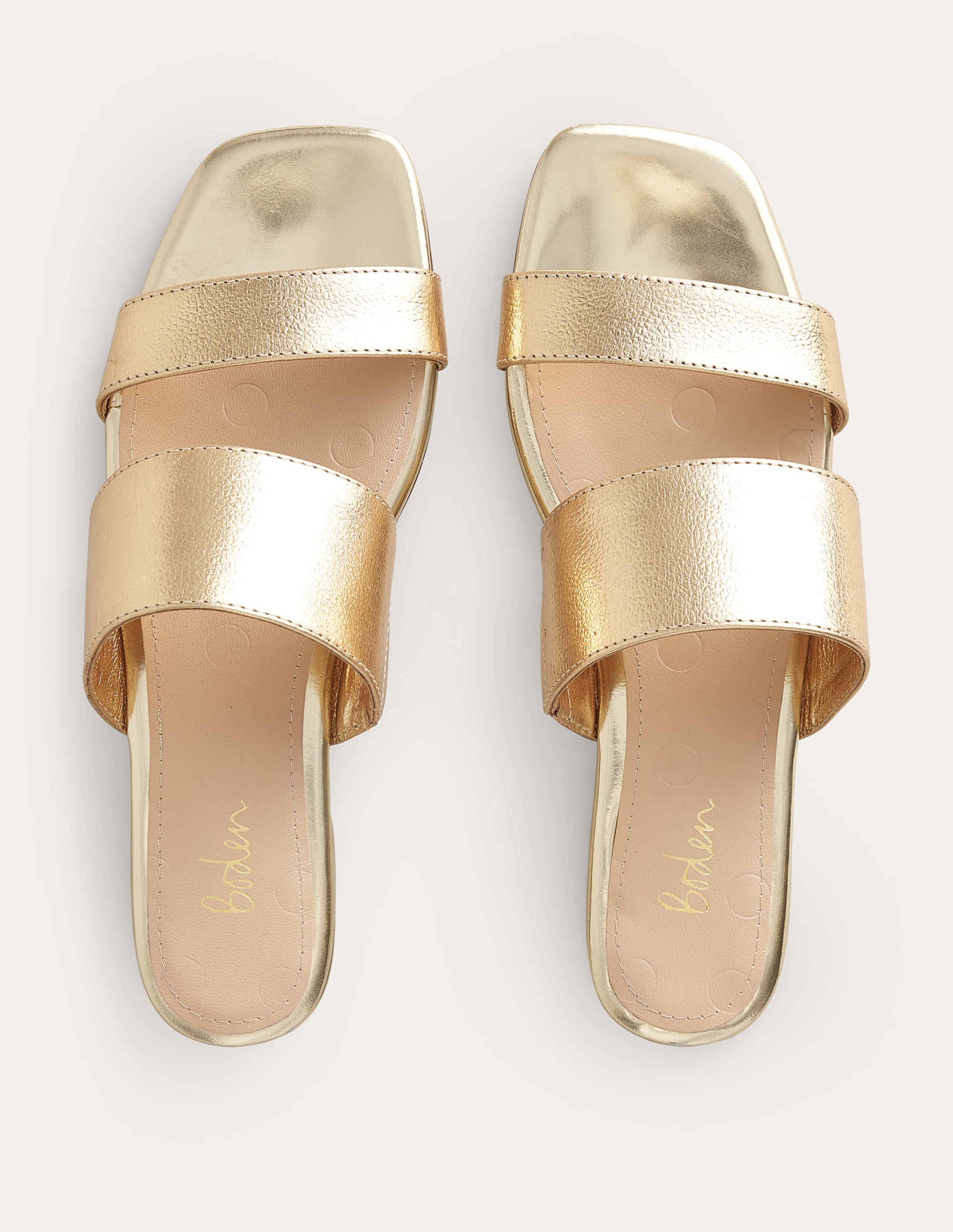 Sandalen mit Doppelriemen-Gold-Metallic, Walkleder - Image 4