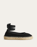 Espadrilles nouées à la cheville-Daim noir