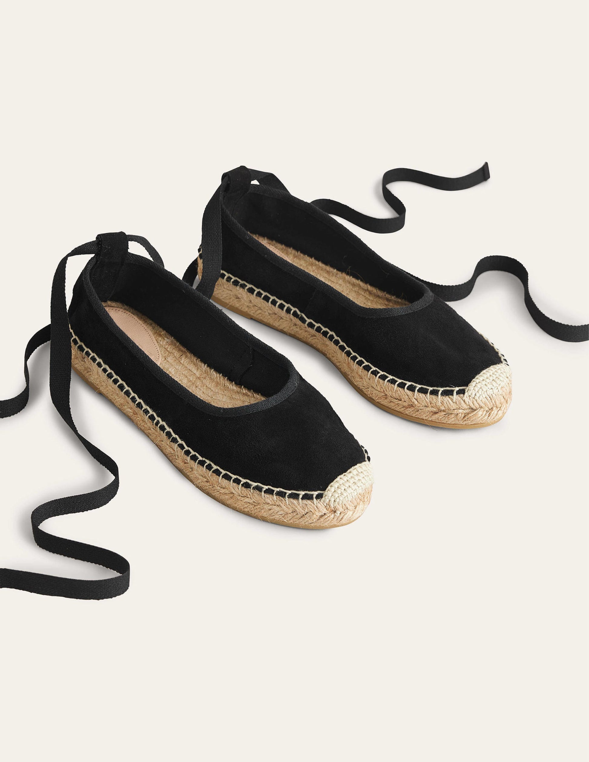 Espadrilles nouées à la cheville-Daim noir-2