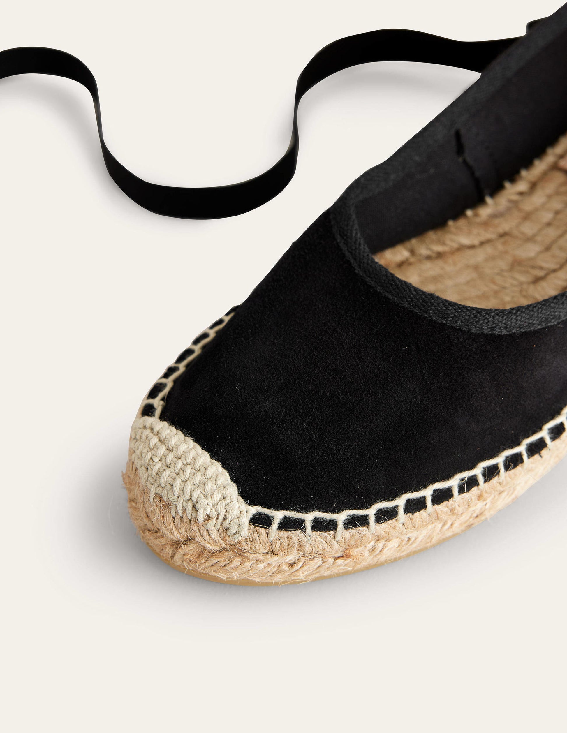 Espadrilles nouées à la cheville-Daim noir-3
